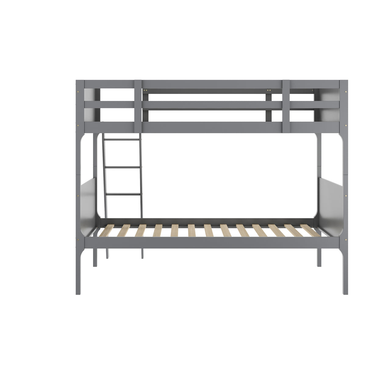 Dallas Convertible Slatted Solid Wood Bunk Bed Frame with Ladder for Kids, No Box Spring Needed