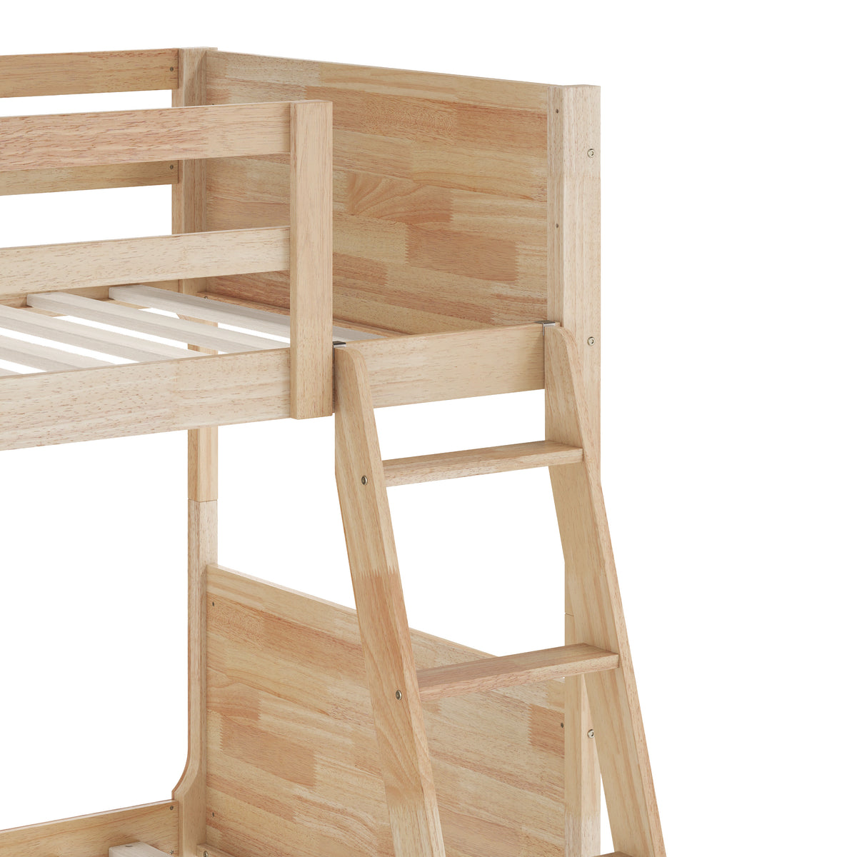 Dallas Convertible Slatted Solid Wood Bunk Bed Frame with Ladder for Kids, No Box Spring Needed