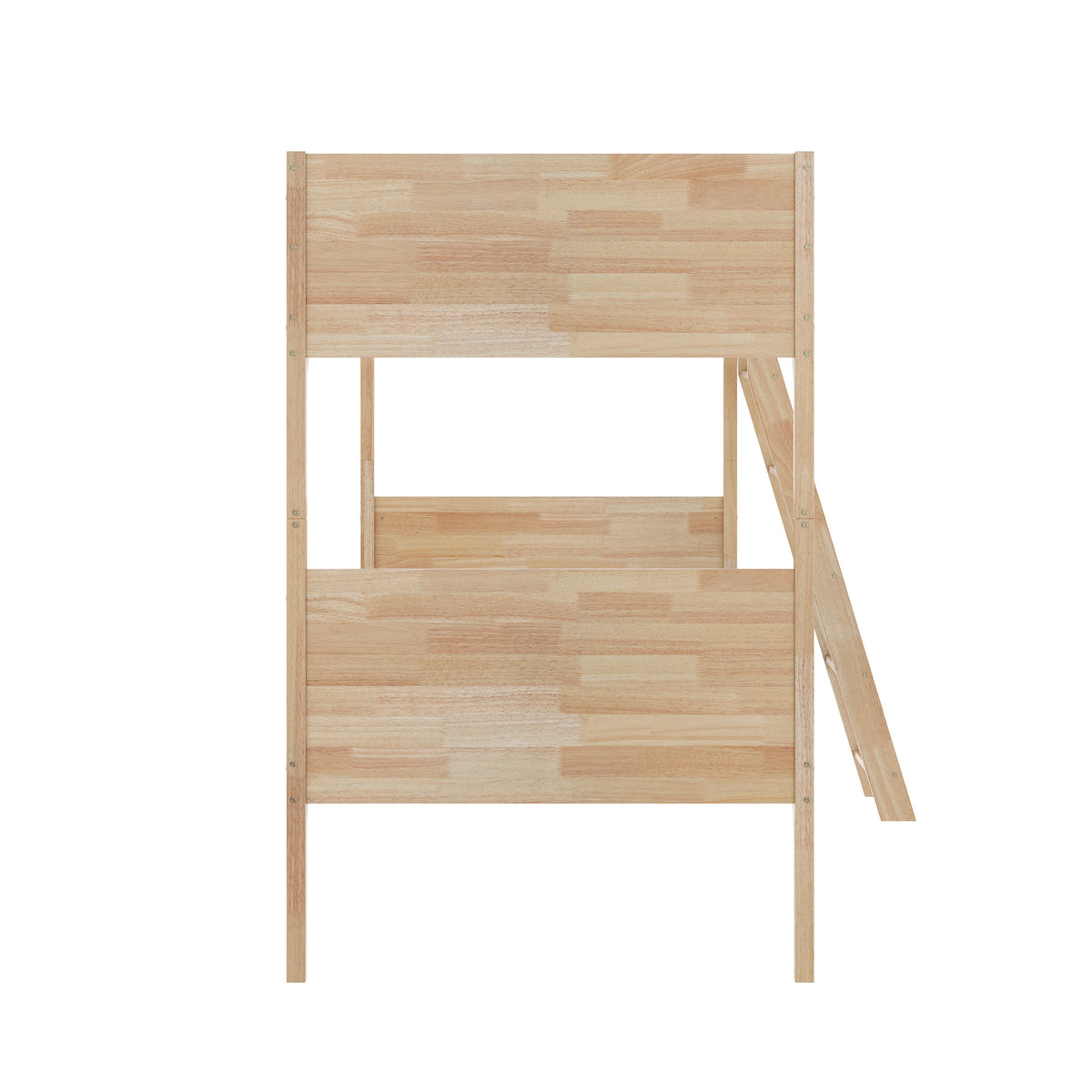 Dallas Convertible Slatted Solid Wood Bunk Bed Frame with Ladder for Kids, No Box Spring Needed