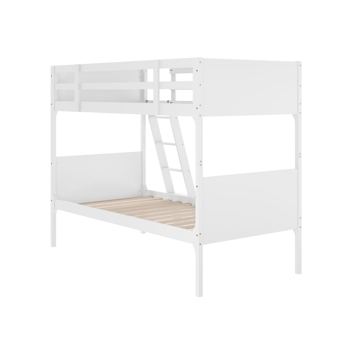 Dallas Convertible Slatted Solid Wood Bunk Bed Frame with Ladder for Kids, No Box Spring Needed