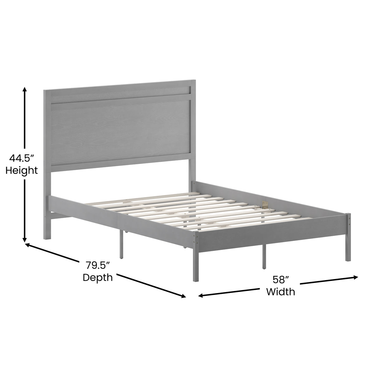 Kingston Solid Wood Platform Bed with Wooden Slats and Headboard, No Box Spring Needed