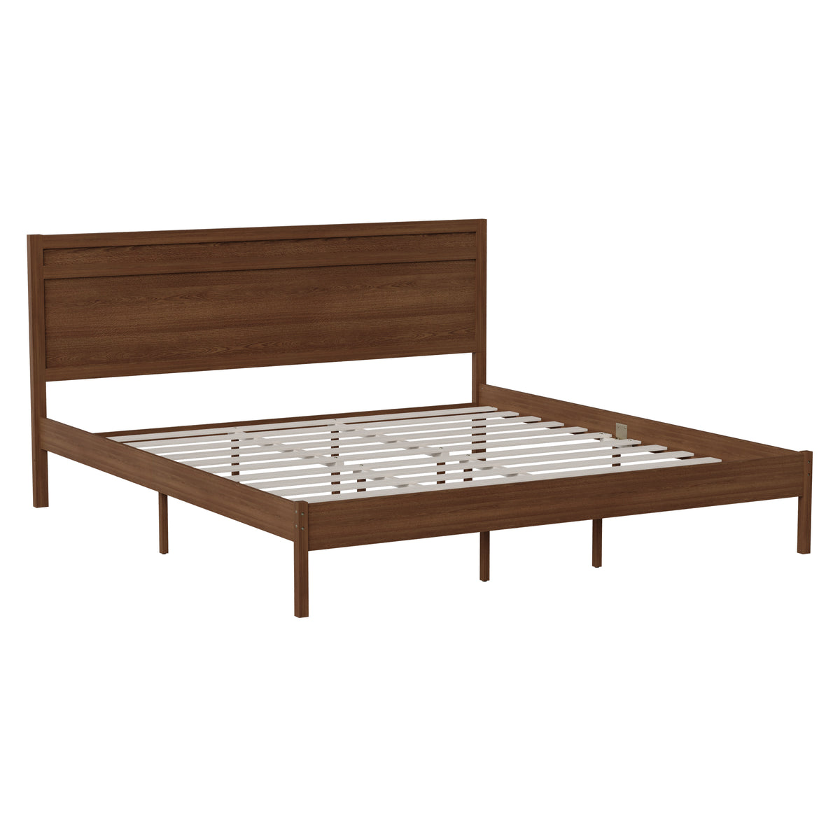 Kingston Solid Wood Platform Bed with Wooden Slats and Headboard, No Box Spring Needed
