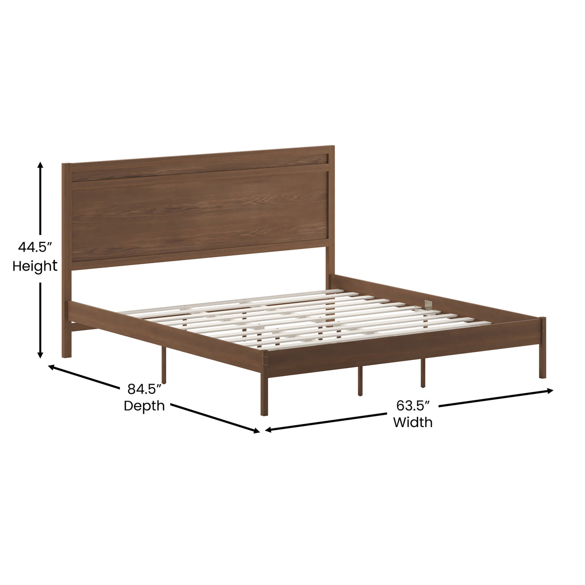 Kingston Solid Wood Platform Bed with Wooden Slats and Headboard, No Box Spring Needed