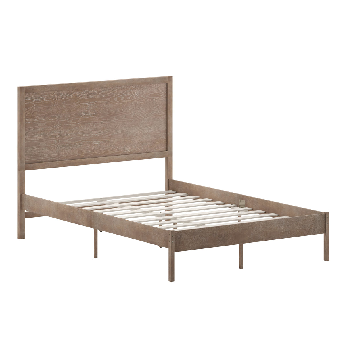 Asher Solid Wood Platform Bed with Wooden Slats and Headboard, No Box Spring Needed