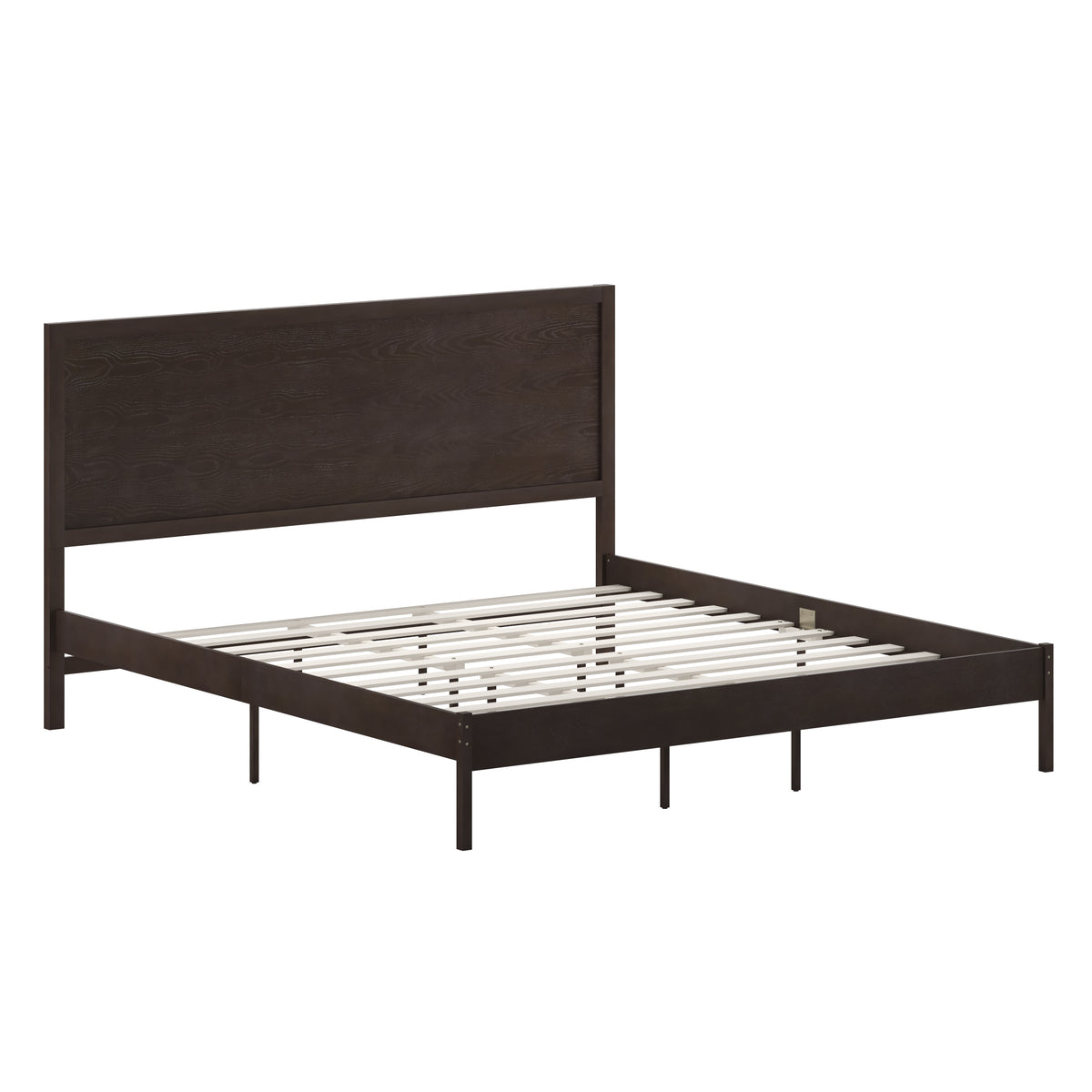 Asher Solid Wood Platform Bed with Wooden Slats and Headboard, No Box Spring Needed