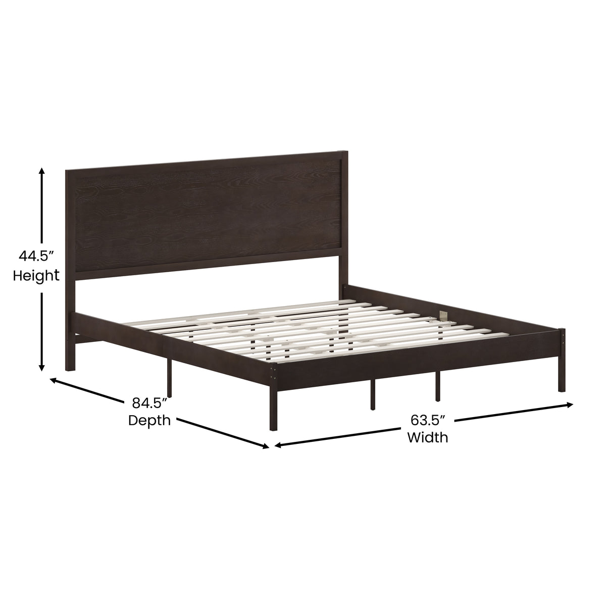 Asher Solid Wood Platform Bed with Wooden Slats and Headboard, No Box Spring Needed