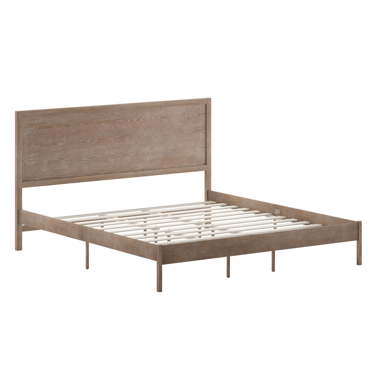 Asher Solid Wood Platform Bed with Wooden Slats and Headboard, No Box Spring Needed