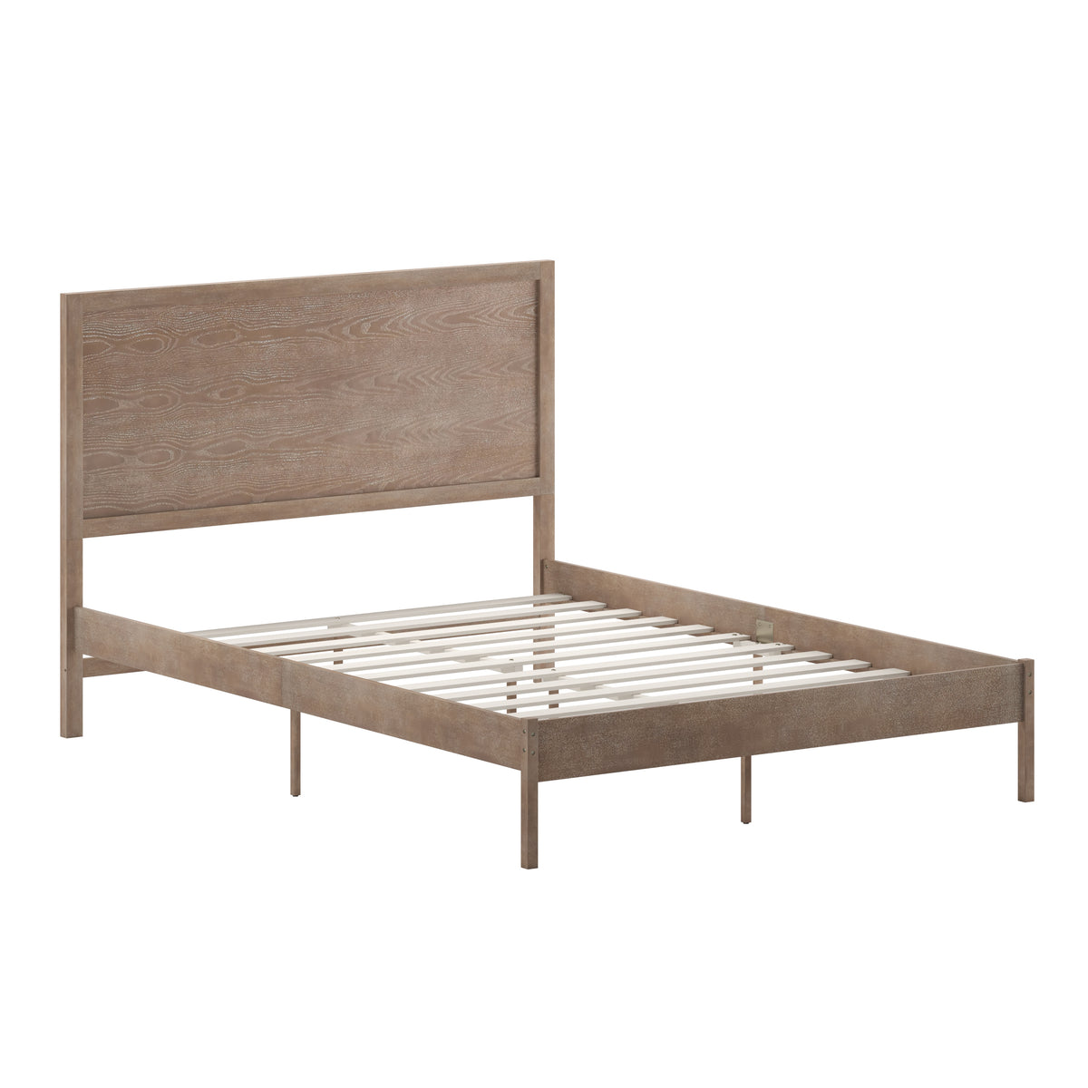 Asher Solid Wood Platform Bed with Wooden Slats and Headboard, No Box Spring Needed