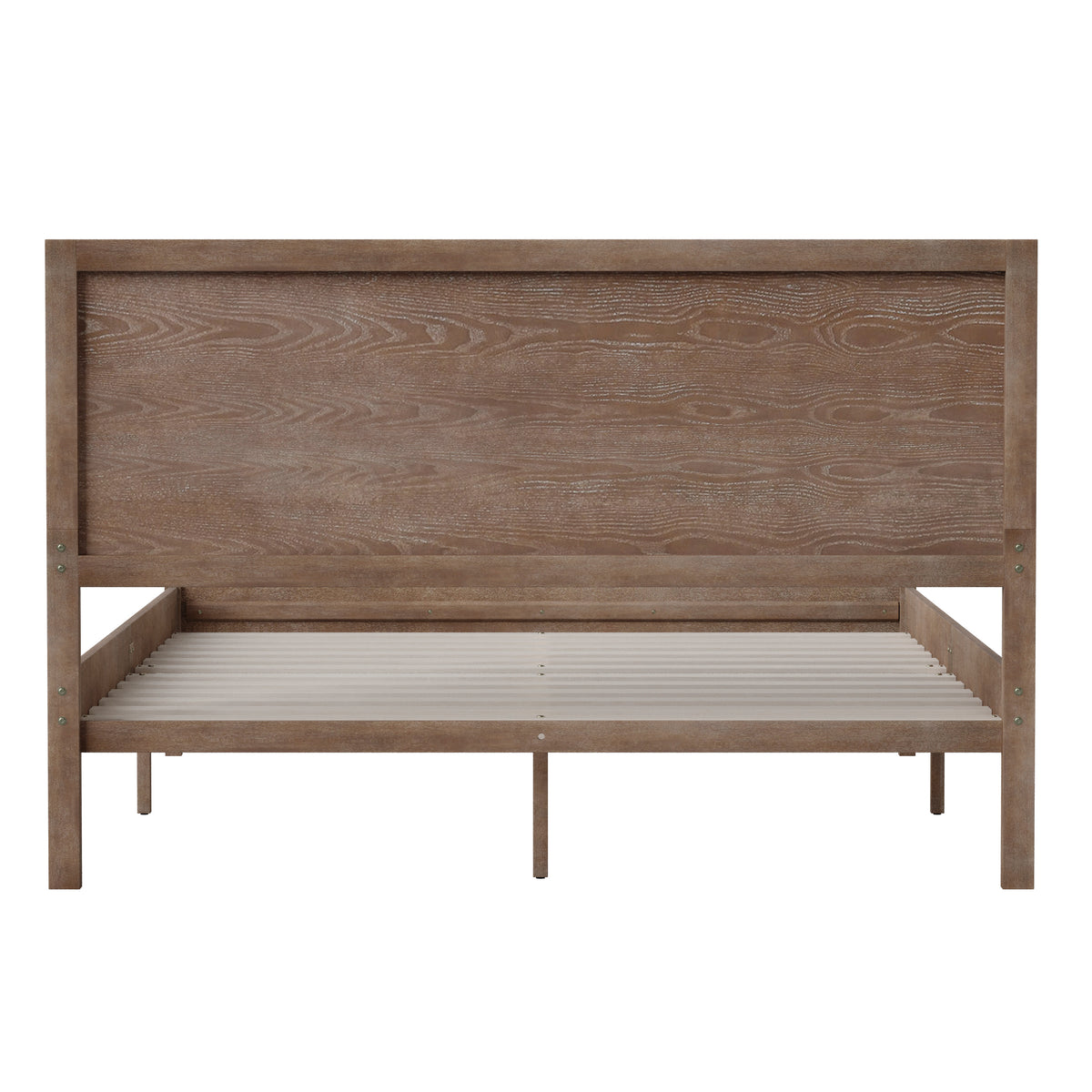 Asher Solid Wood Platform Bed with Wooden Slats and Headboard, No Box Spring Needed