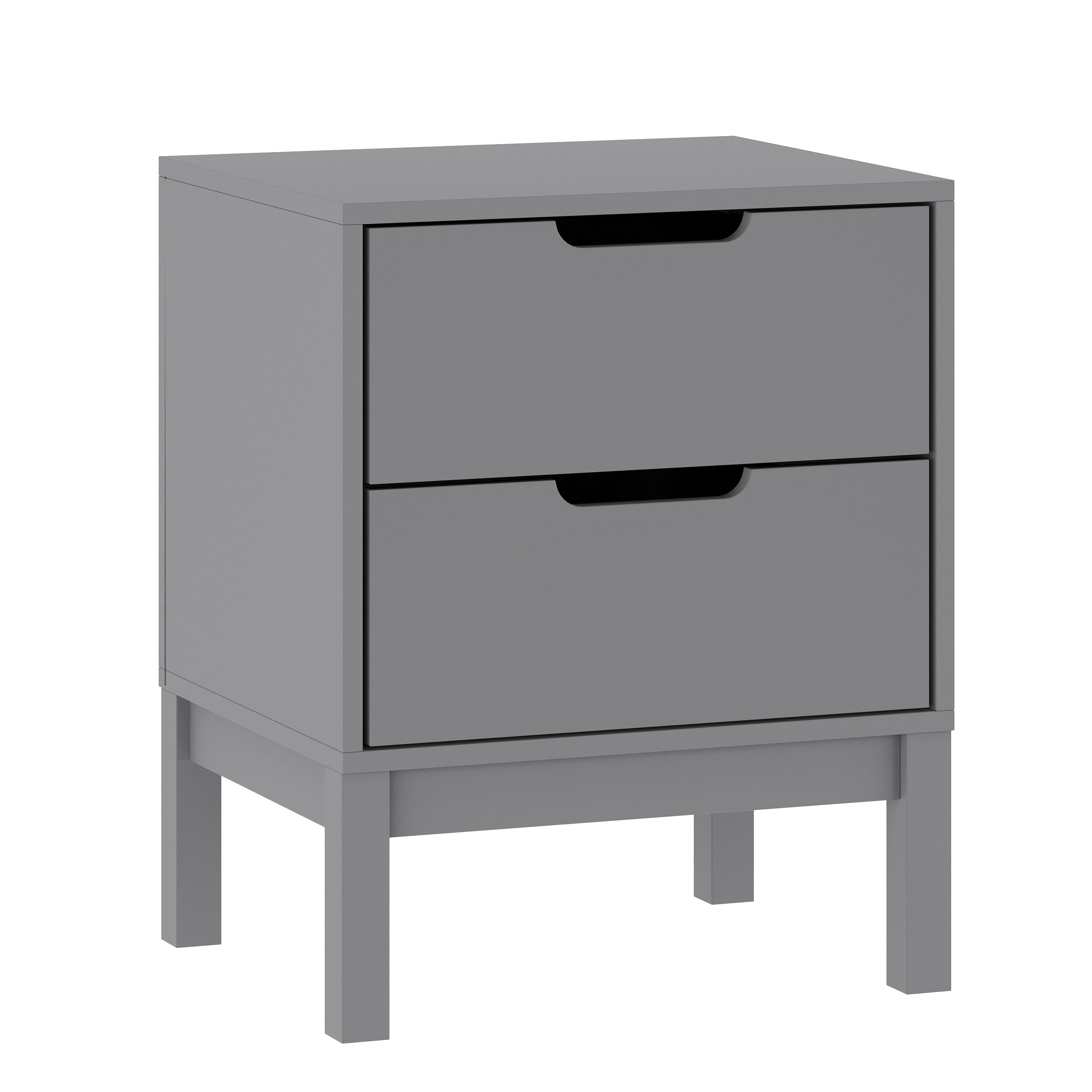 Dallas Wooden Night Stand, Bedroom Side Table with 2 Storage Drawers for Kids
