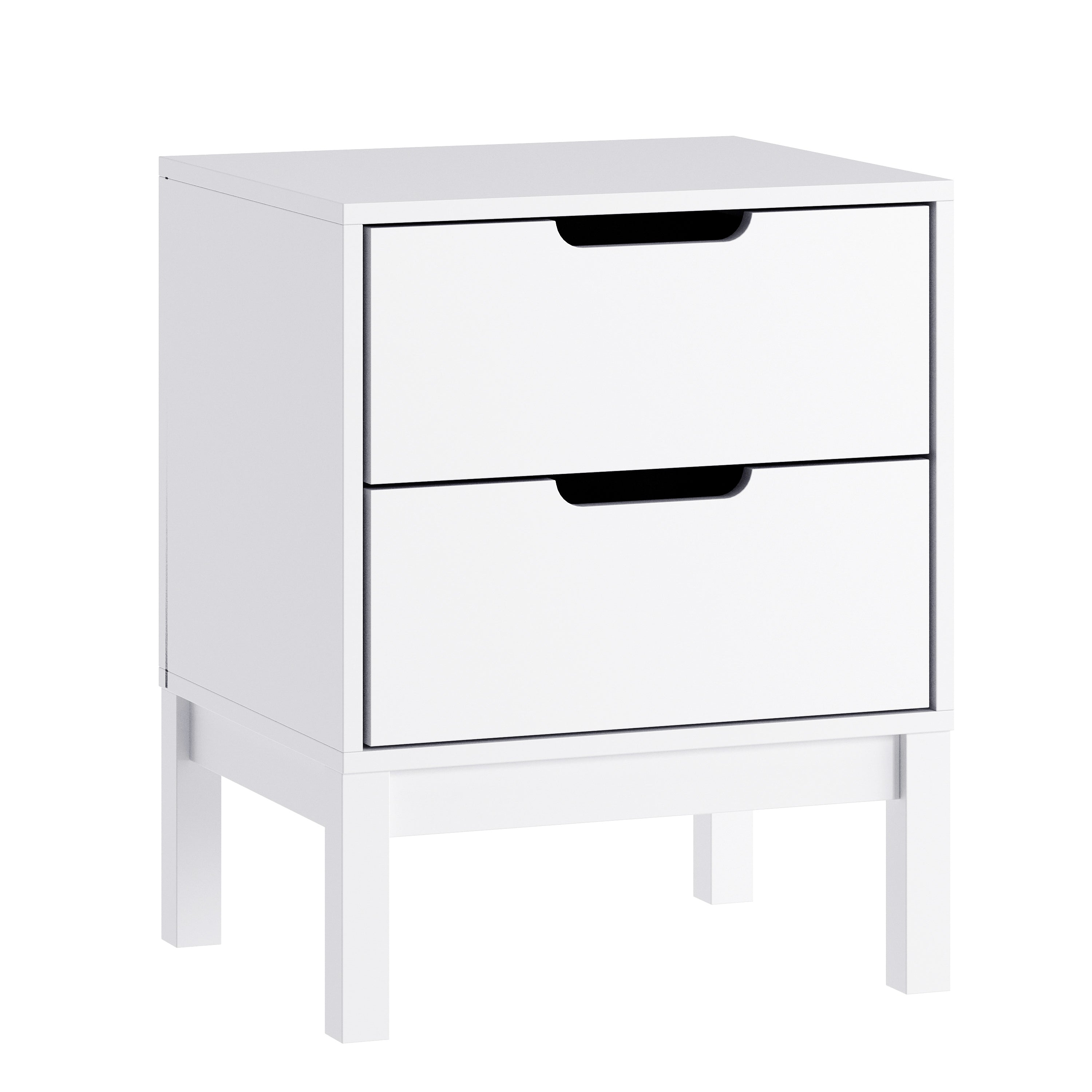 Dallas Wooden Night Stand, Bedroom Side Table with 2 Storage Drawers for Kids