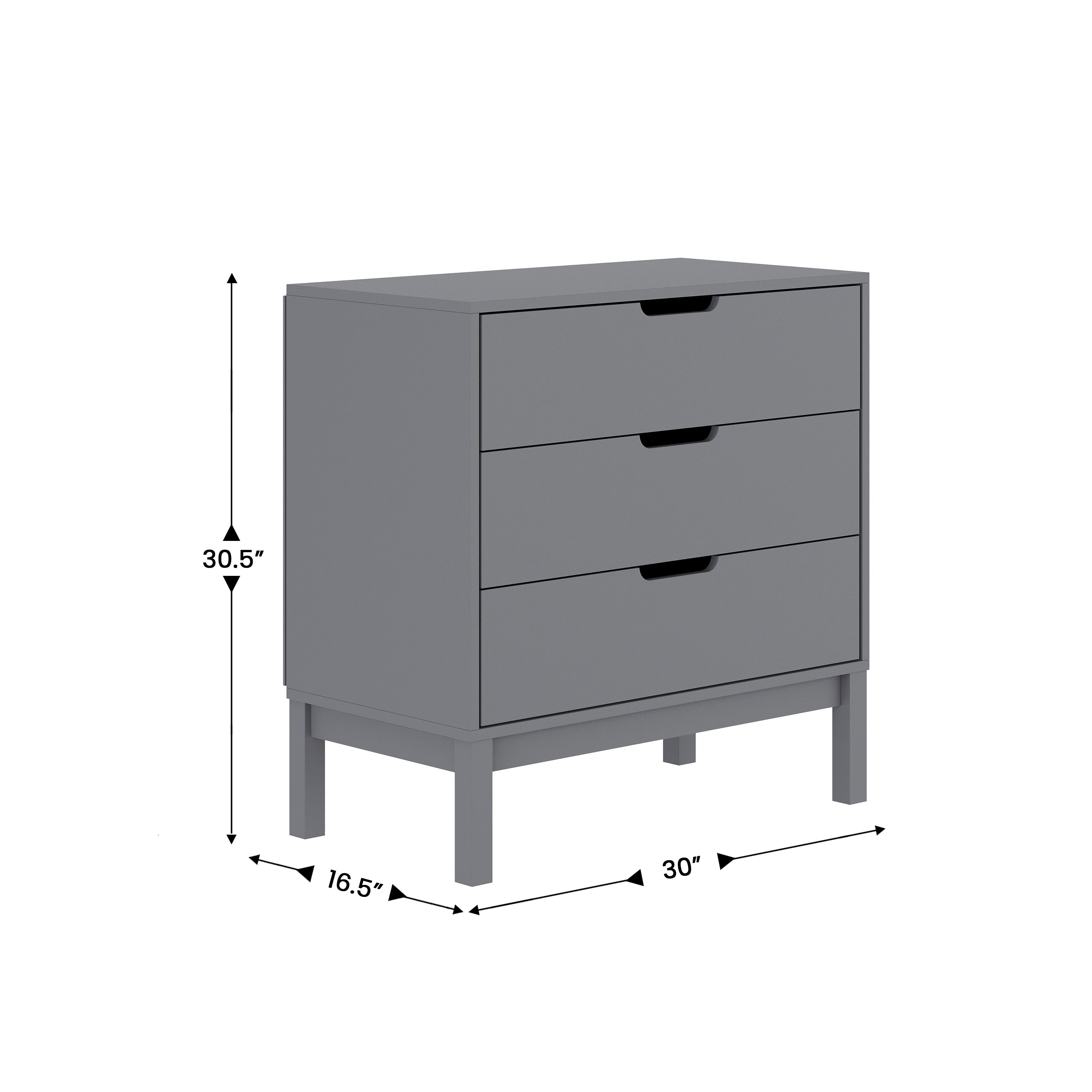 Dallas Wooden 3-Drawer Dresser for Bedroom, Chest of Drawers for Kids