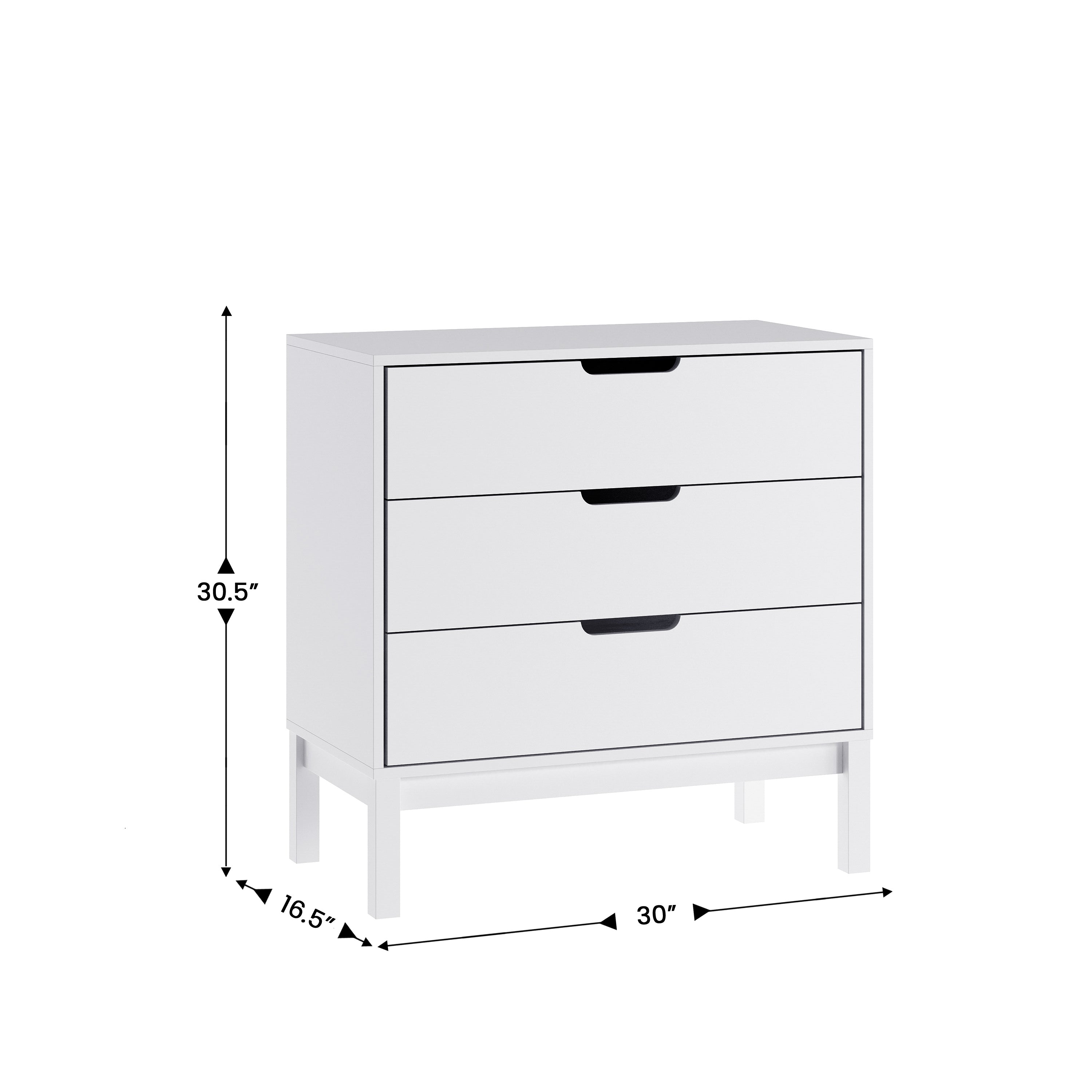 Dallas Wooden 3-Drawer Dresser for Bedroom, Chest of Drawers for Kids