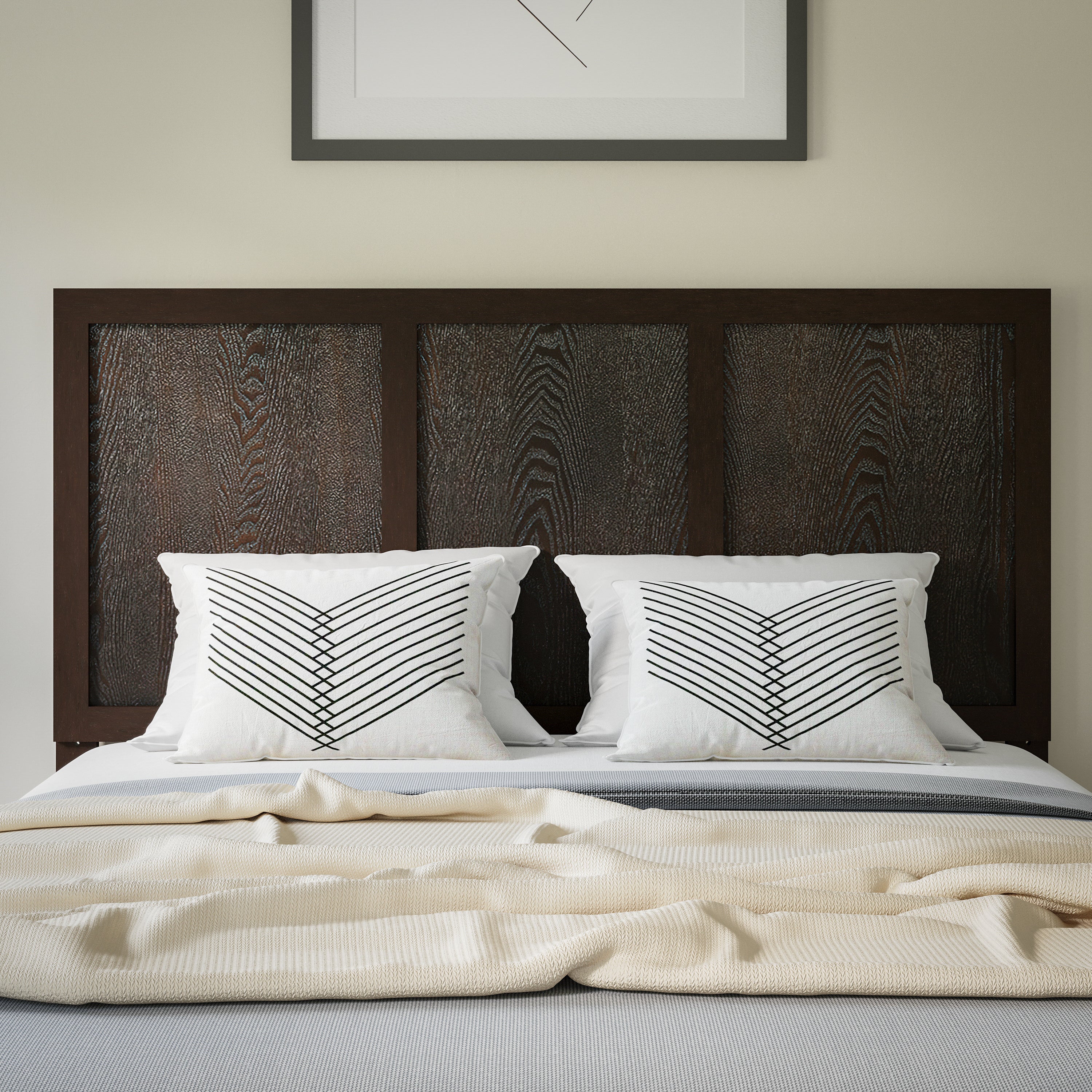 Oliver Paneled Wooden Adjustable Headboard for Universal Metal Bed Frames