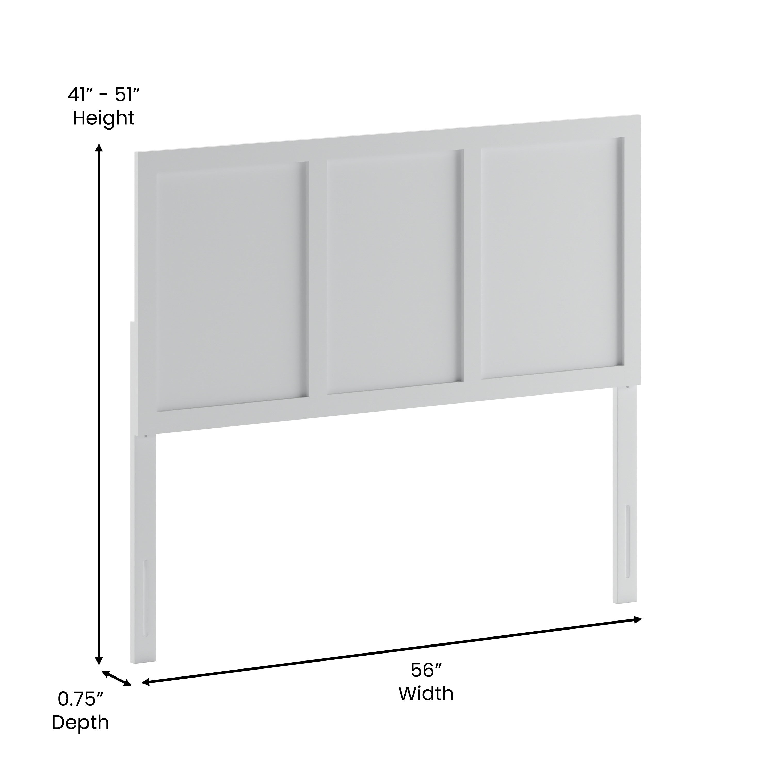 Oliver Paneled Wooden Adjustable Headboard for Universal Metal Bed Frames