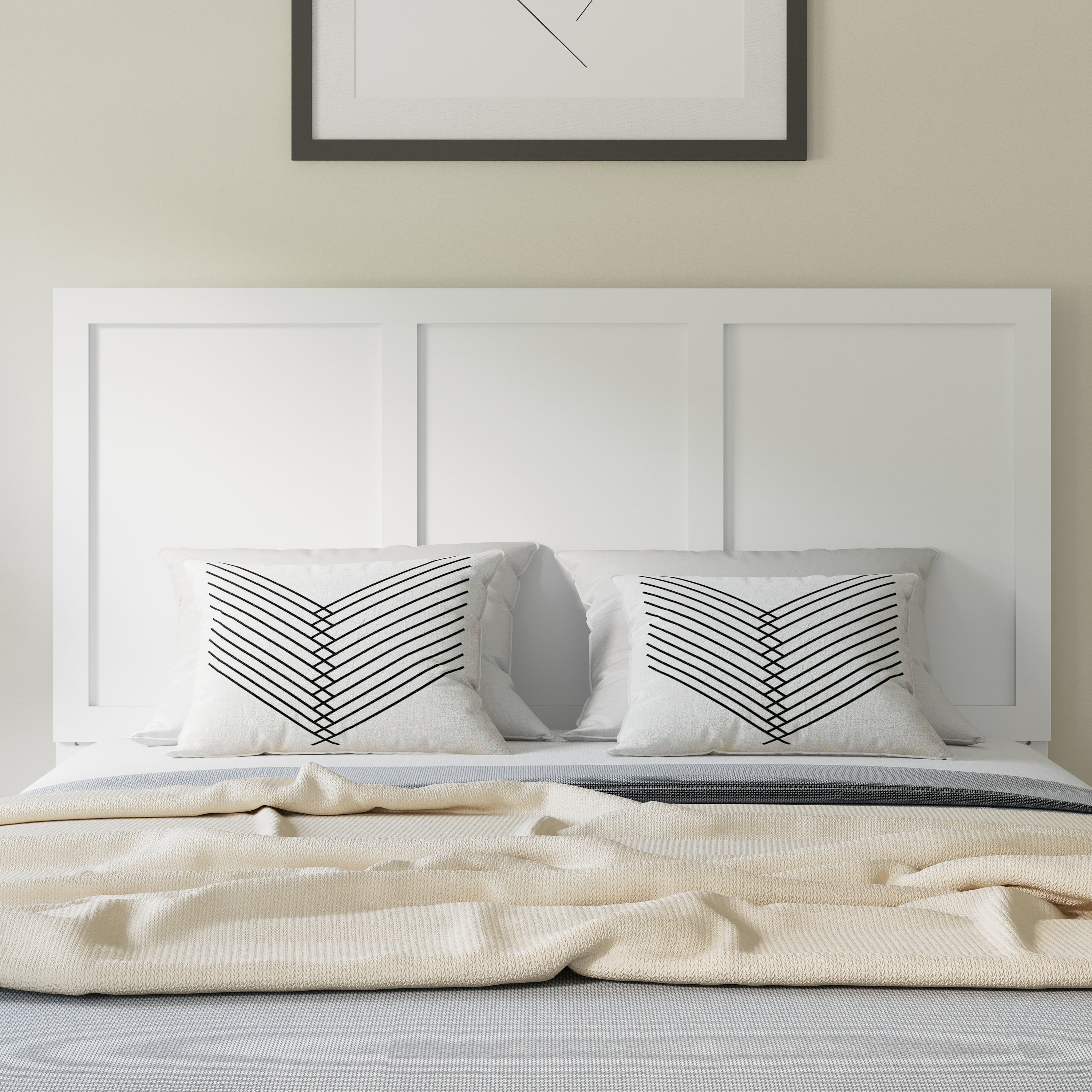 Oliver Paneled Wooden Adjustable Headboard for Universal Metal Bed Frames