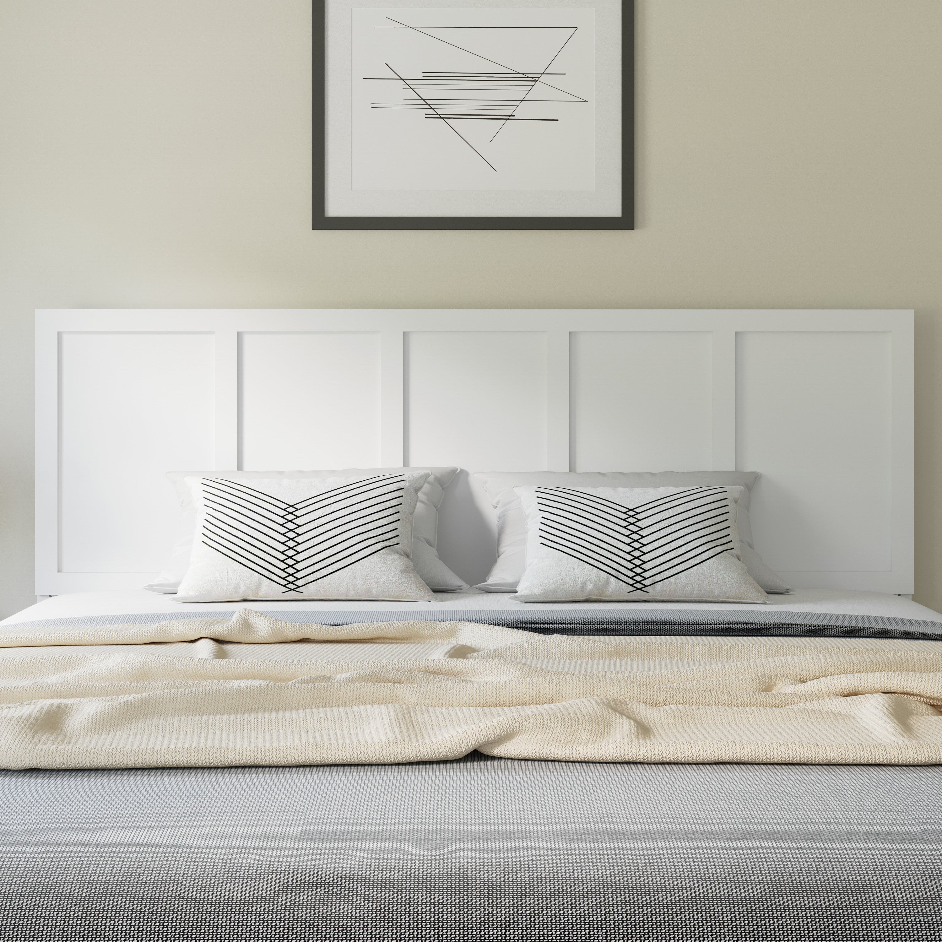 Oliver Paneled Wooden Adjustable Headboard for Universal Metal Bed Frames