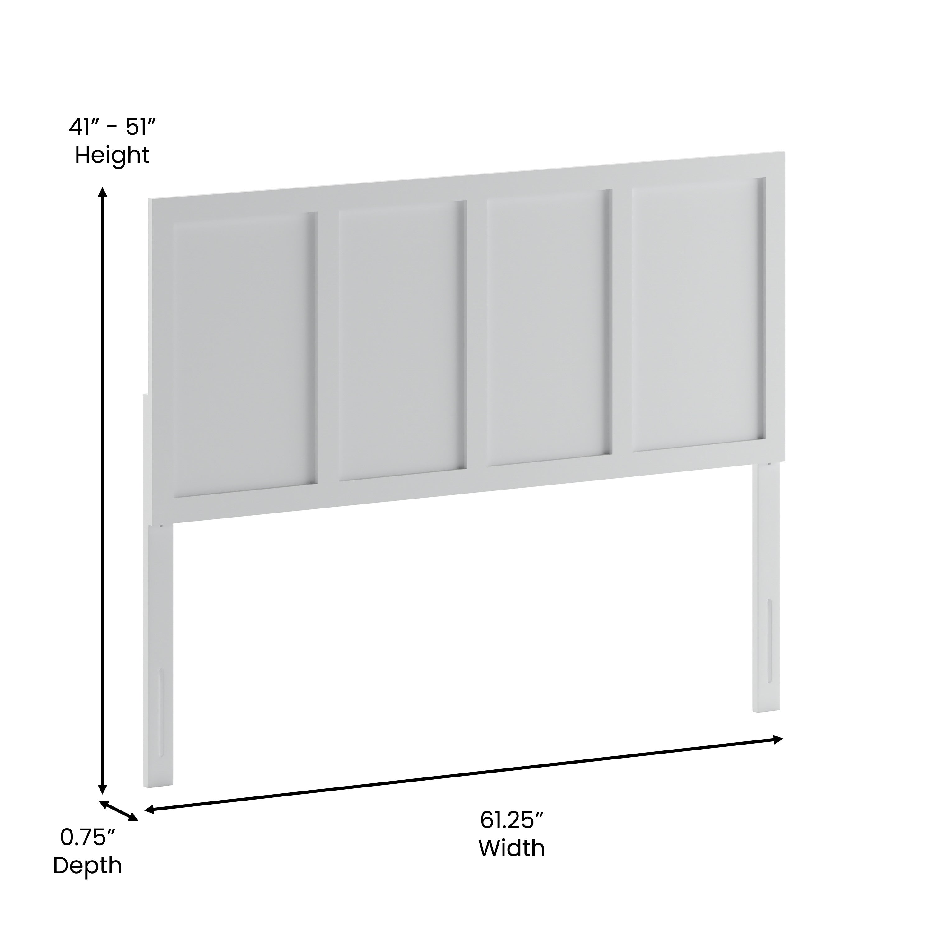 Oliver Paneled Wooden Adjustable Headboard for Universal Metal Bed Frames