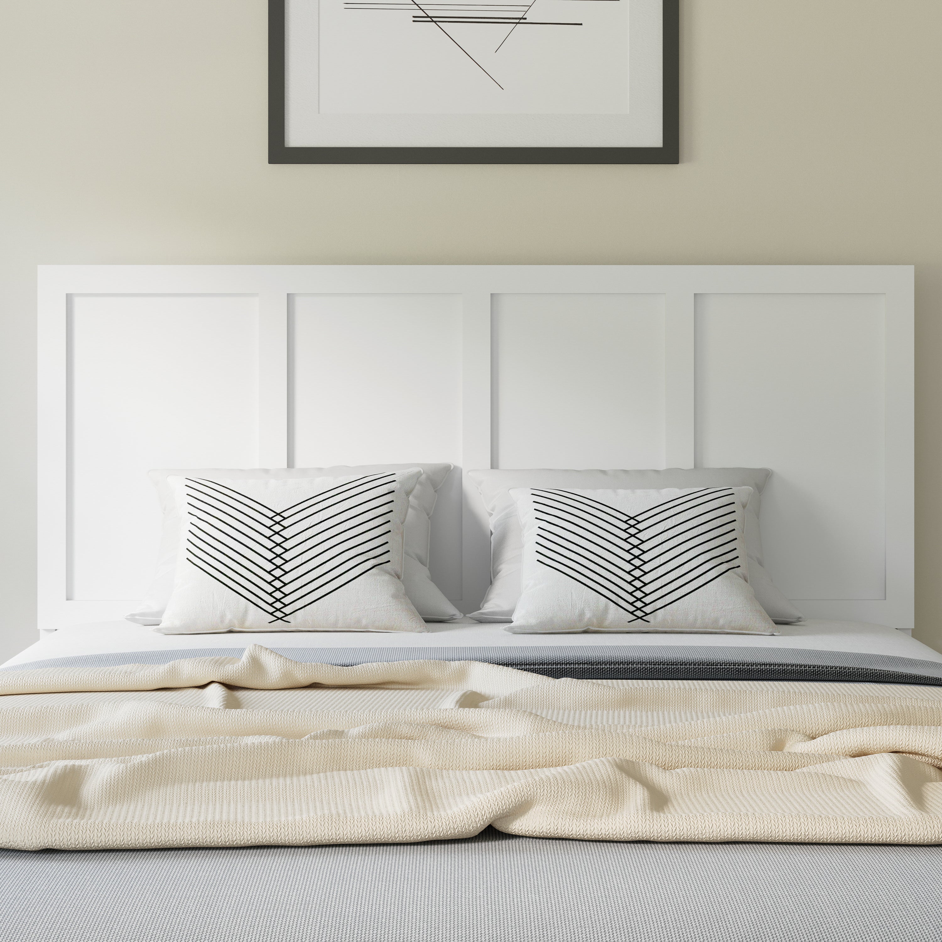 Oliver Paneled Wooden Adjustable Headboard for Universal Metal Bed Frames