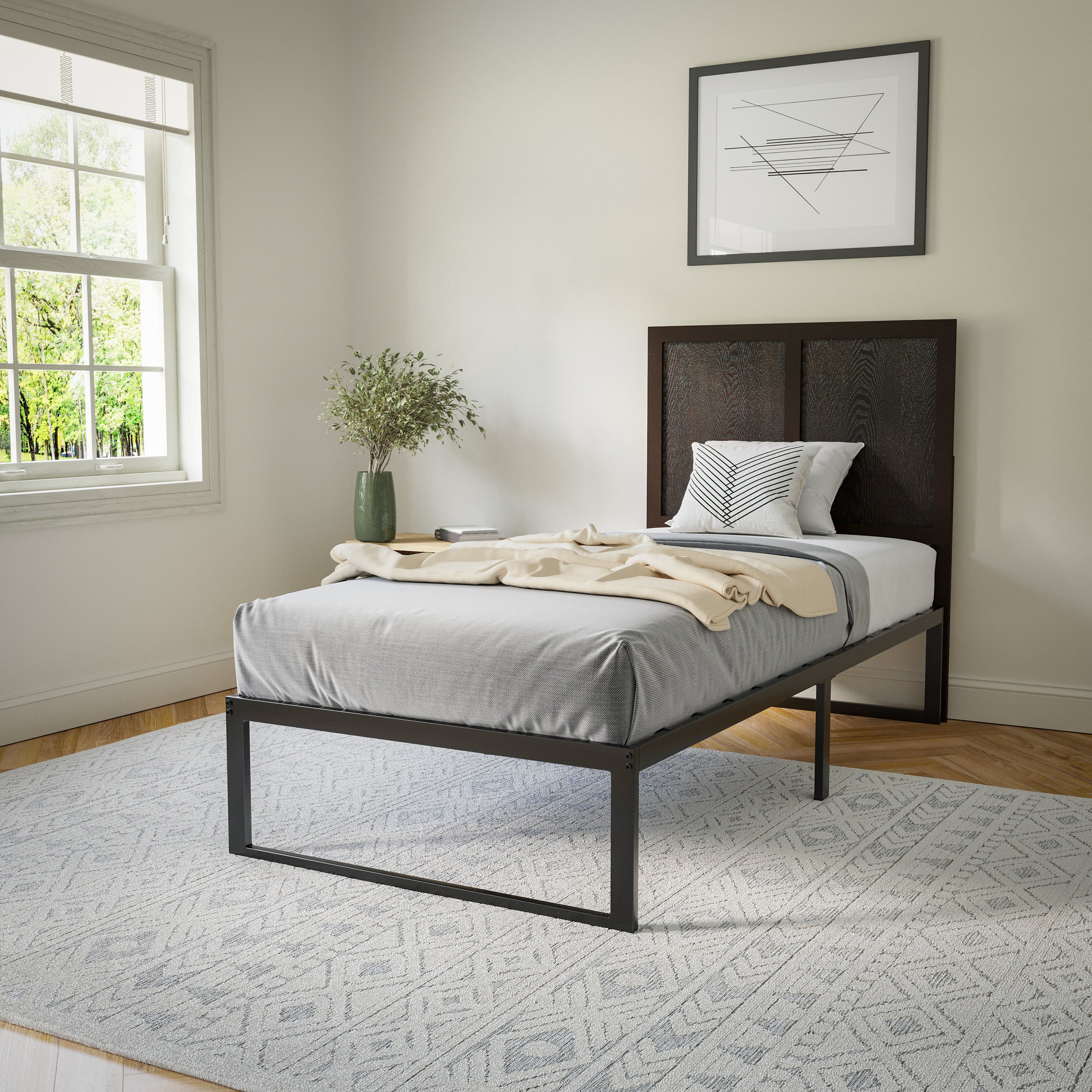 Oliver Paneled Wooden Adjustable Headboard for Universal Metal Bed Frames