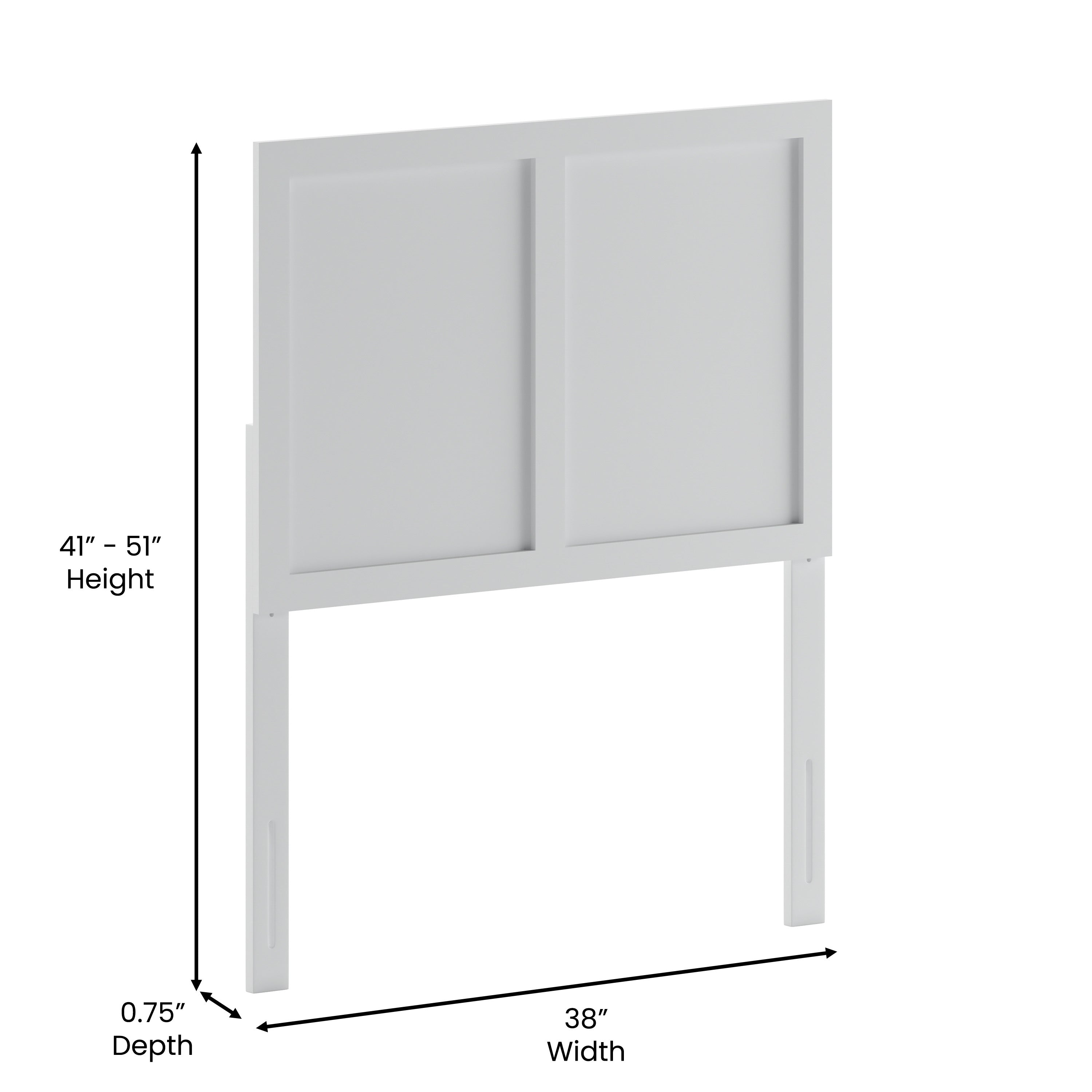 Oliver Paneled Wooden Adjustable Headboard for Universal Metal Bed Frames