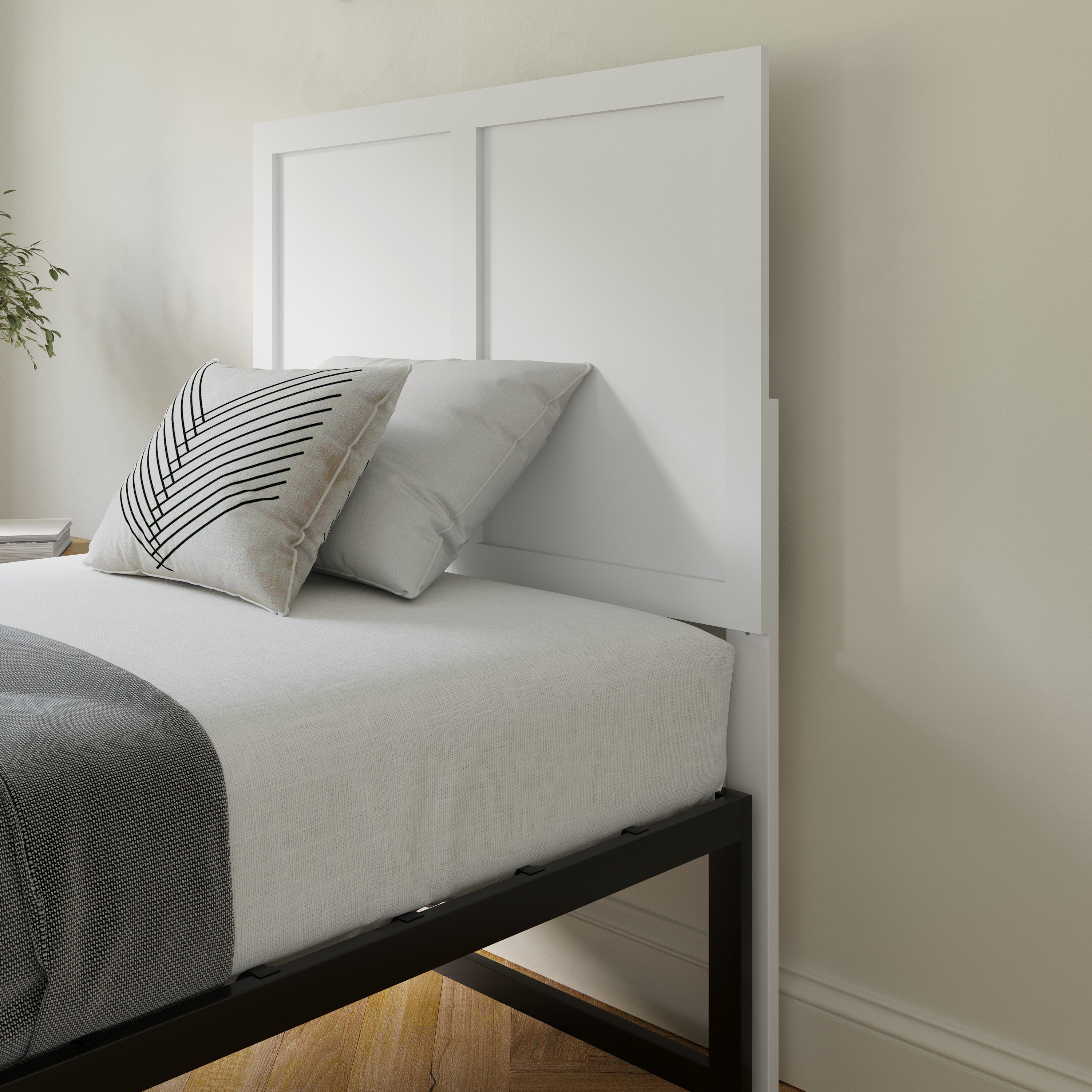 Oliver Paneled Wooden Adjustable Headboard for Universal Metal Bed Frames