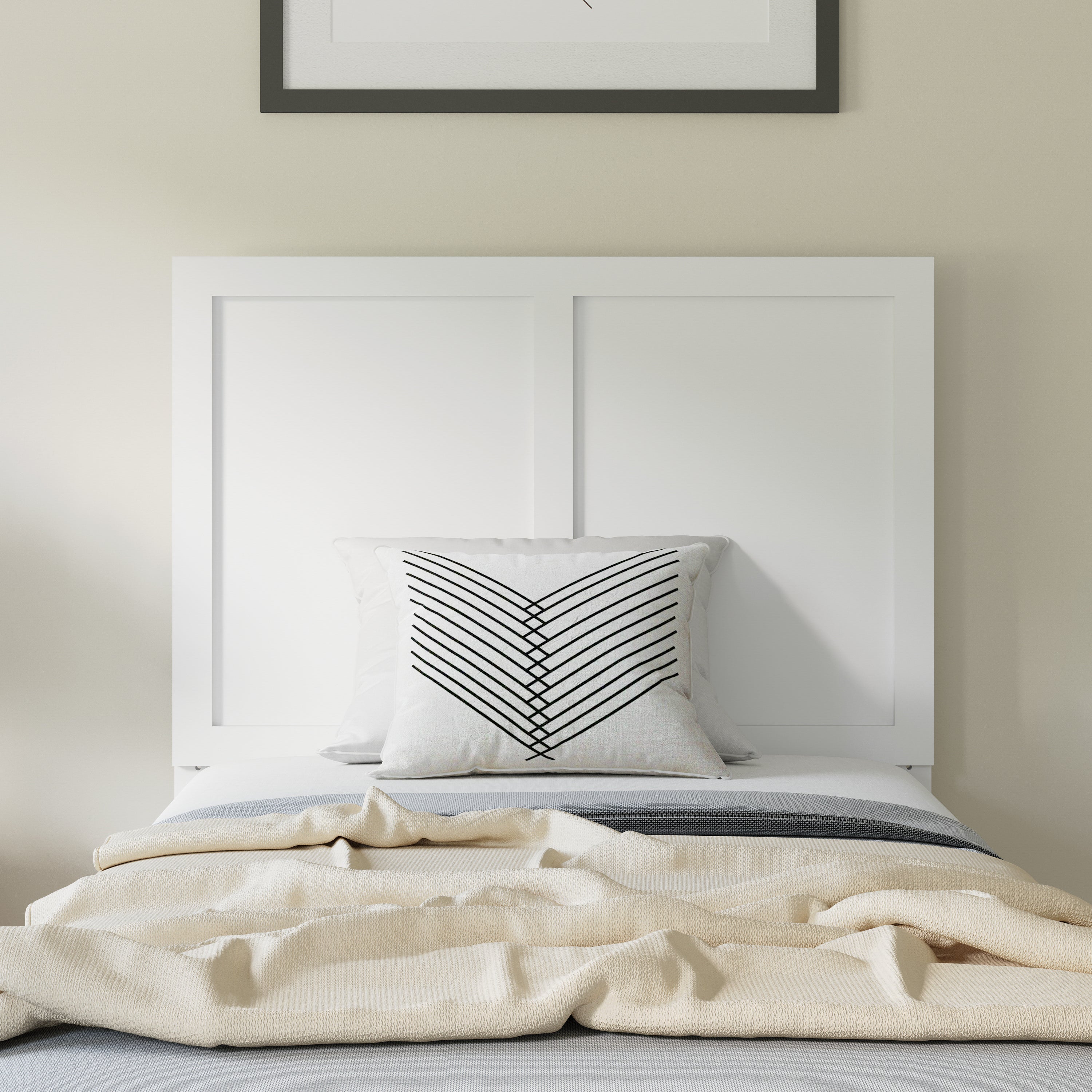 Oliver Paneled Wooden Adjustable Headboard for Universal Metal Bed Frames