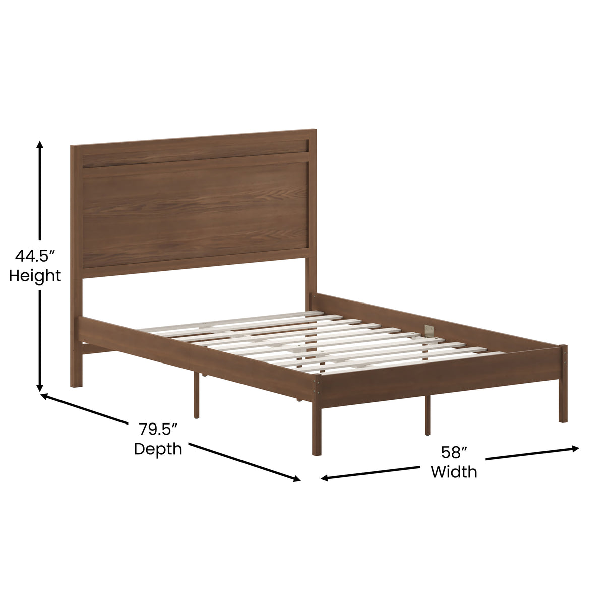 Kingston Solid Wood Platform Bed with Wooden Slats and Headboard, No Box Spring Needed
