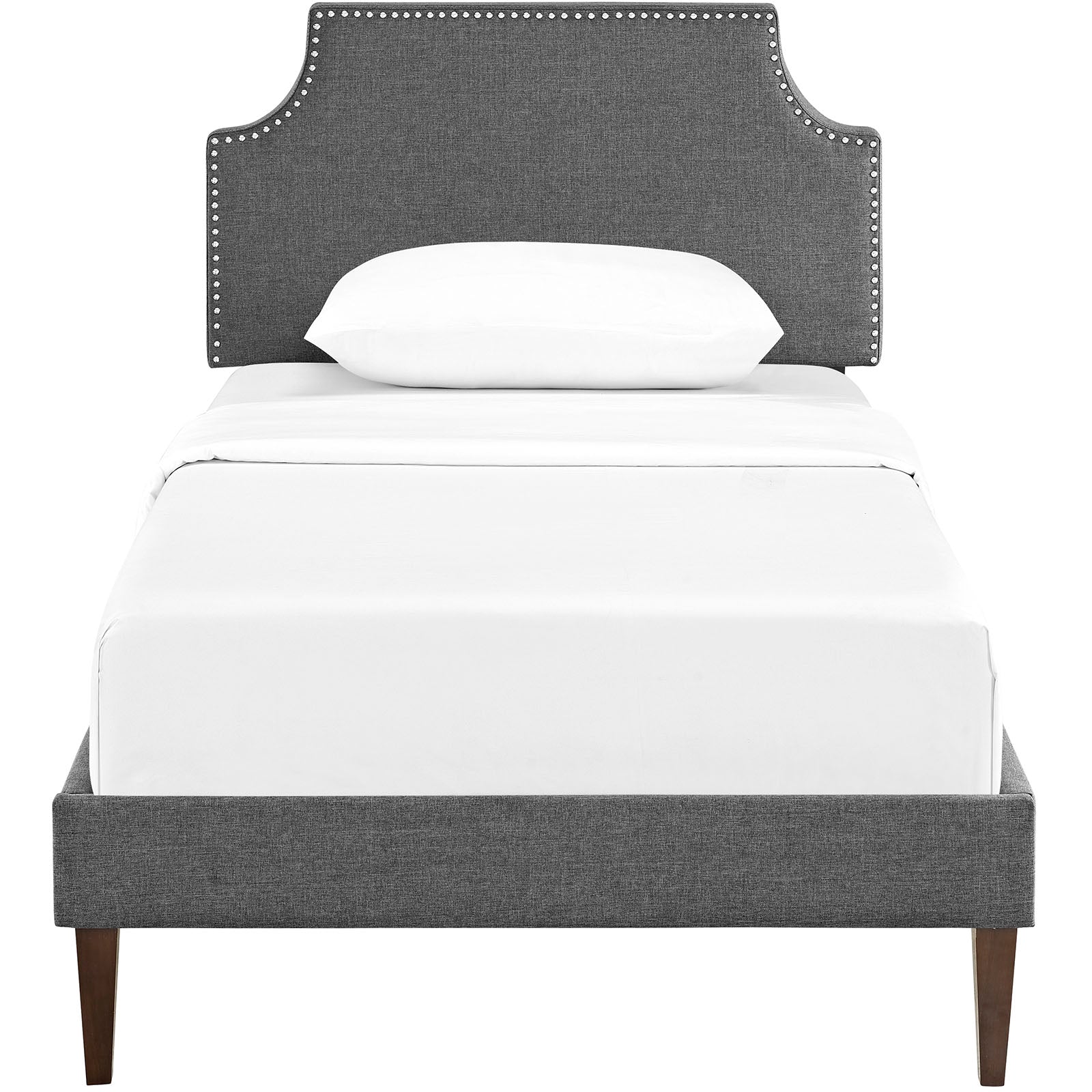 Laura Fabric Platform Bed with Squared Tapered Legs