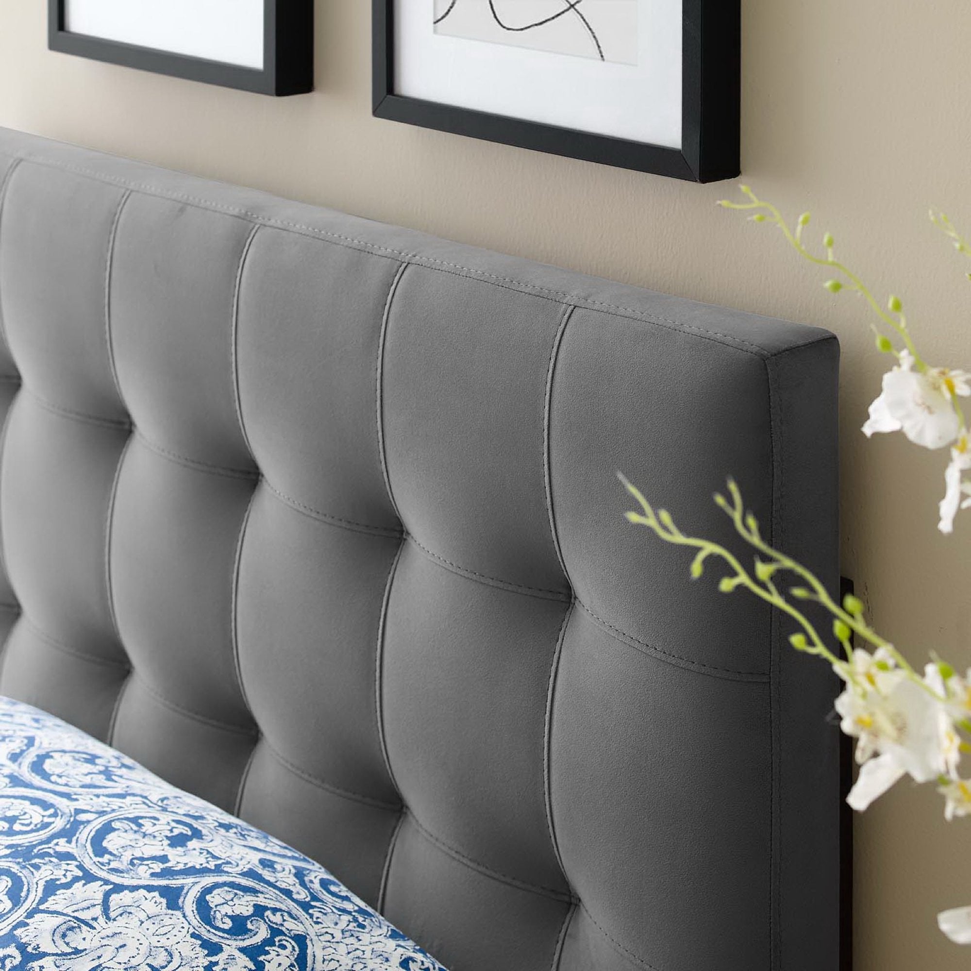 Lily Biscuit Tufted Performance Velvet Headboard