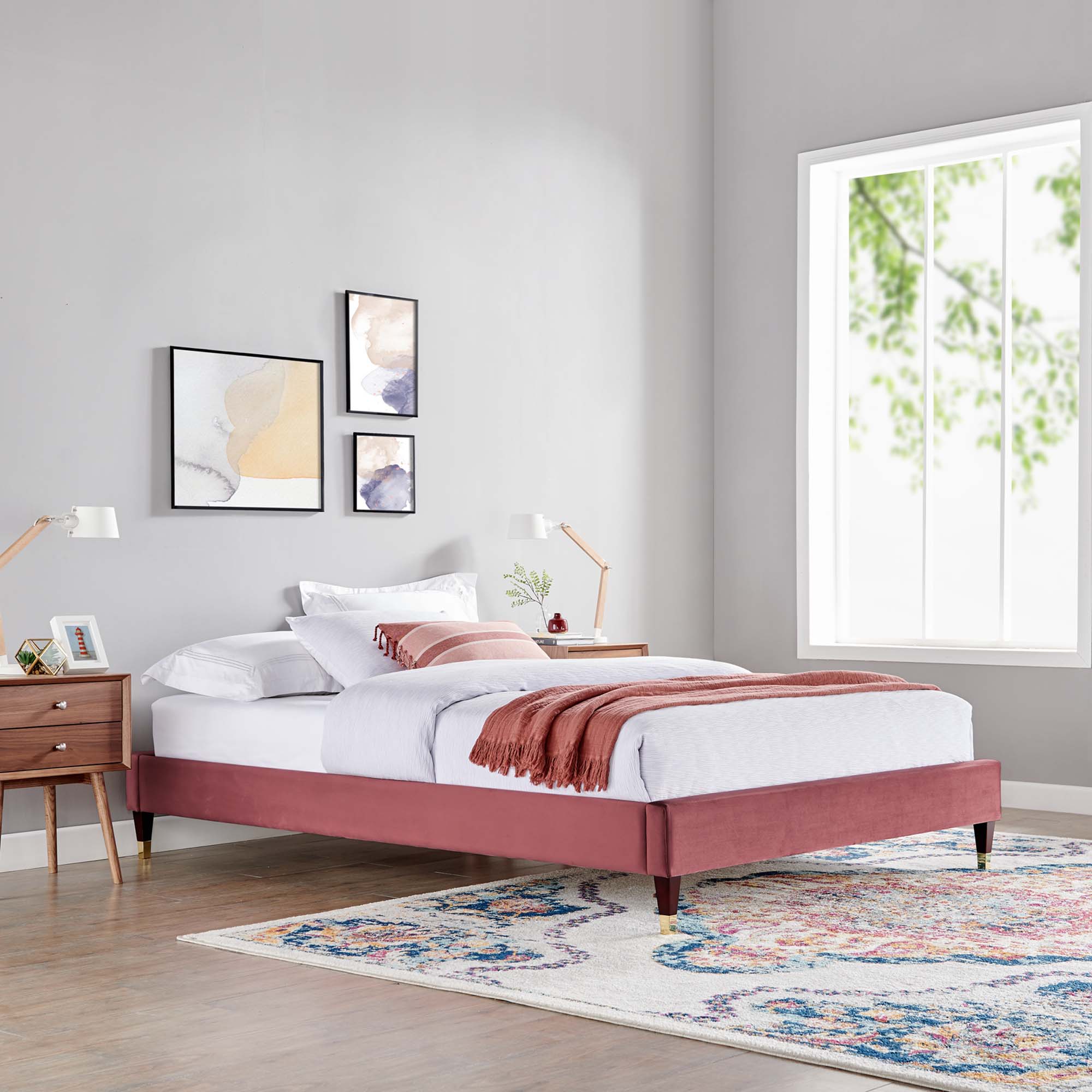 Harlow Performance Velvet Platform Bed Frame