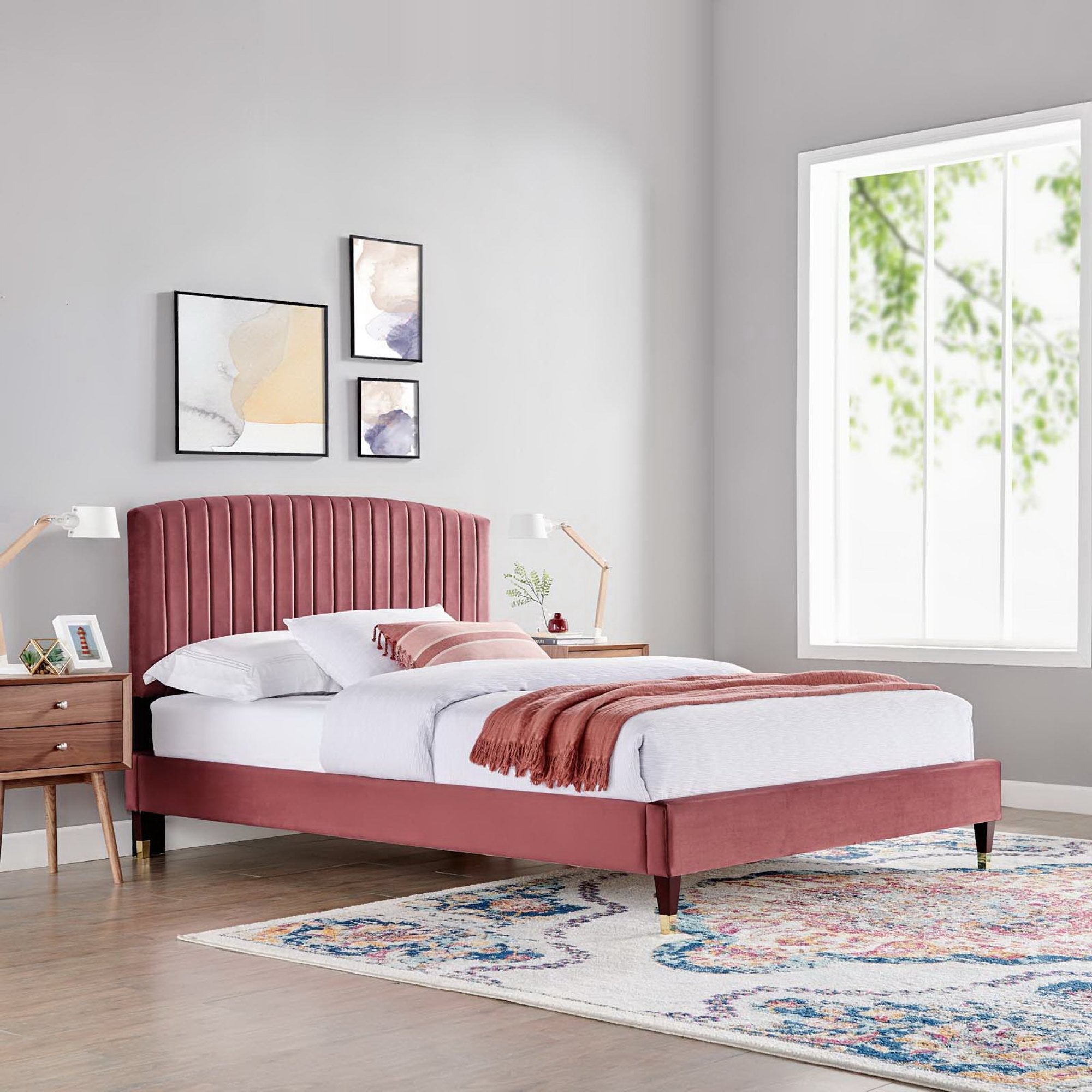 Alessi Performance Velvet Platform Bed