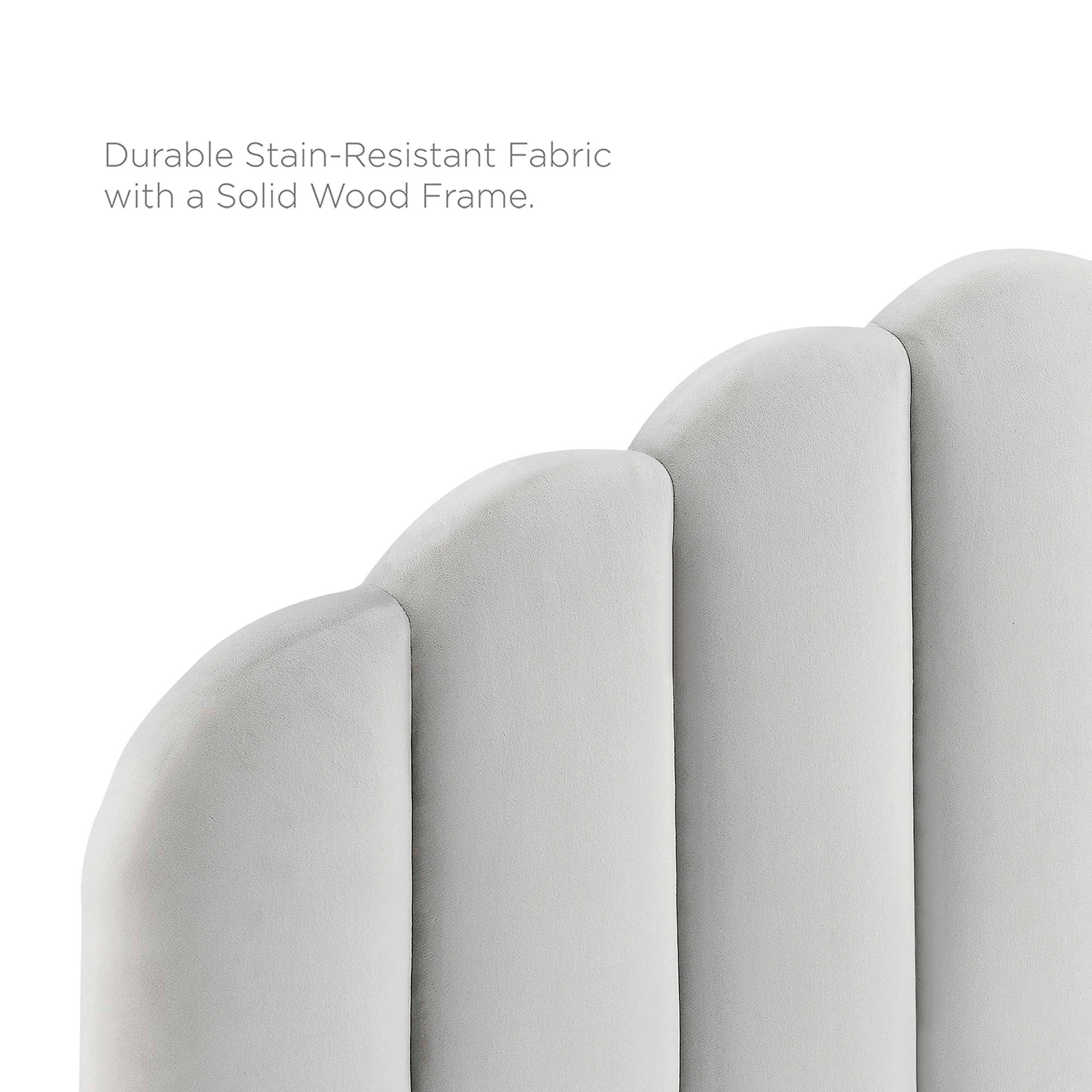 Daisy Tapered Wood Leg Performance Velvet Platform Bed