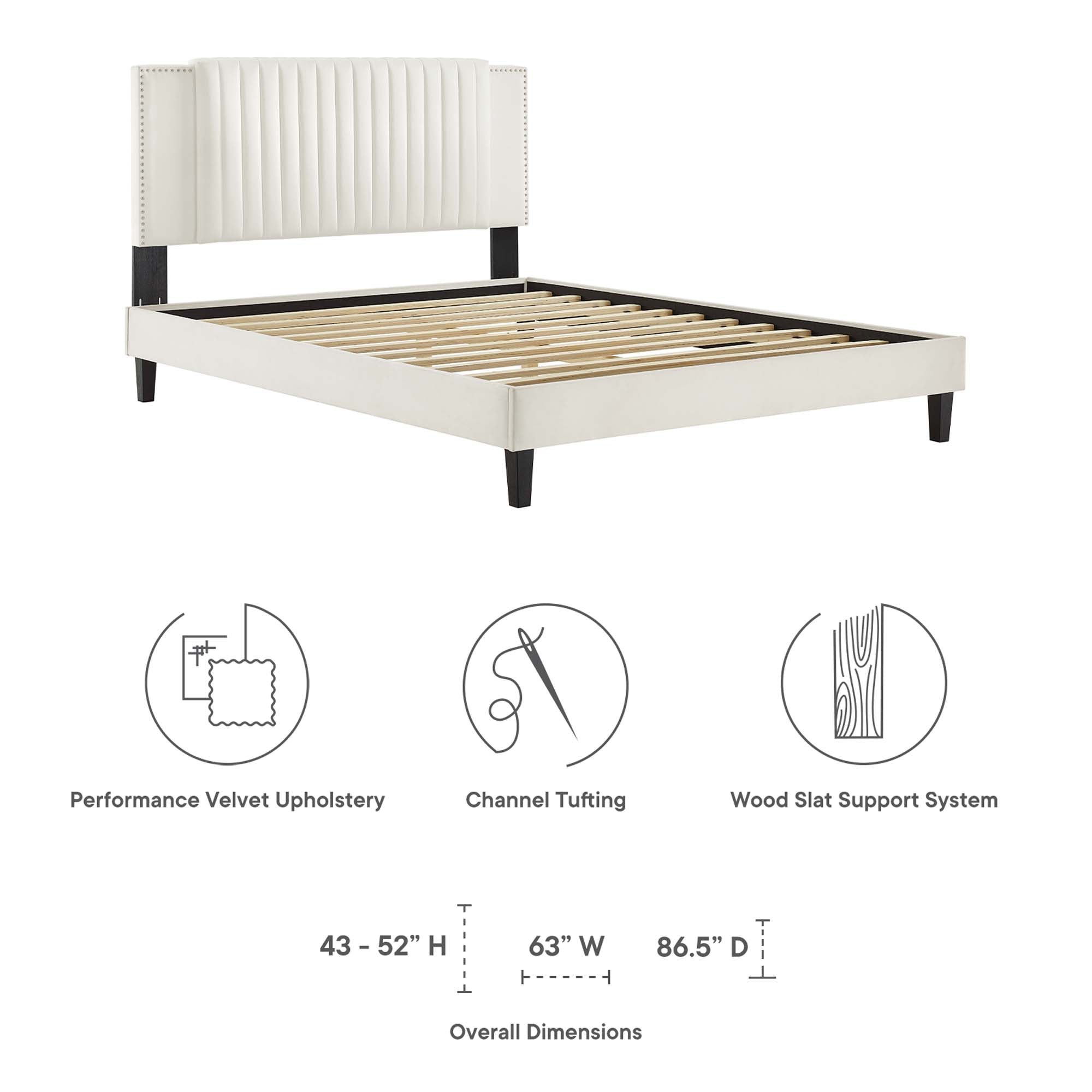 Zahra Channel Tufted Performance Velvet Platform Bed