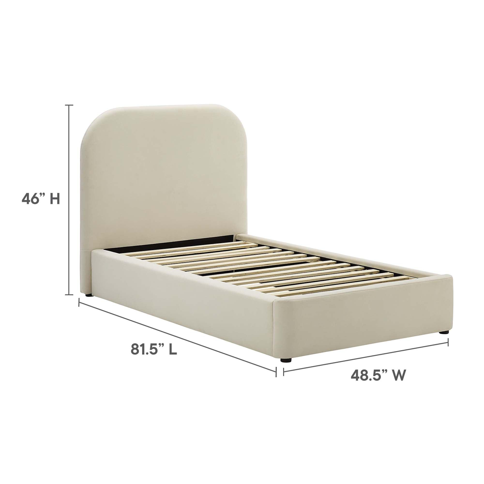 Keynote Performance Velvet Curved Platform Bed