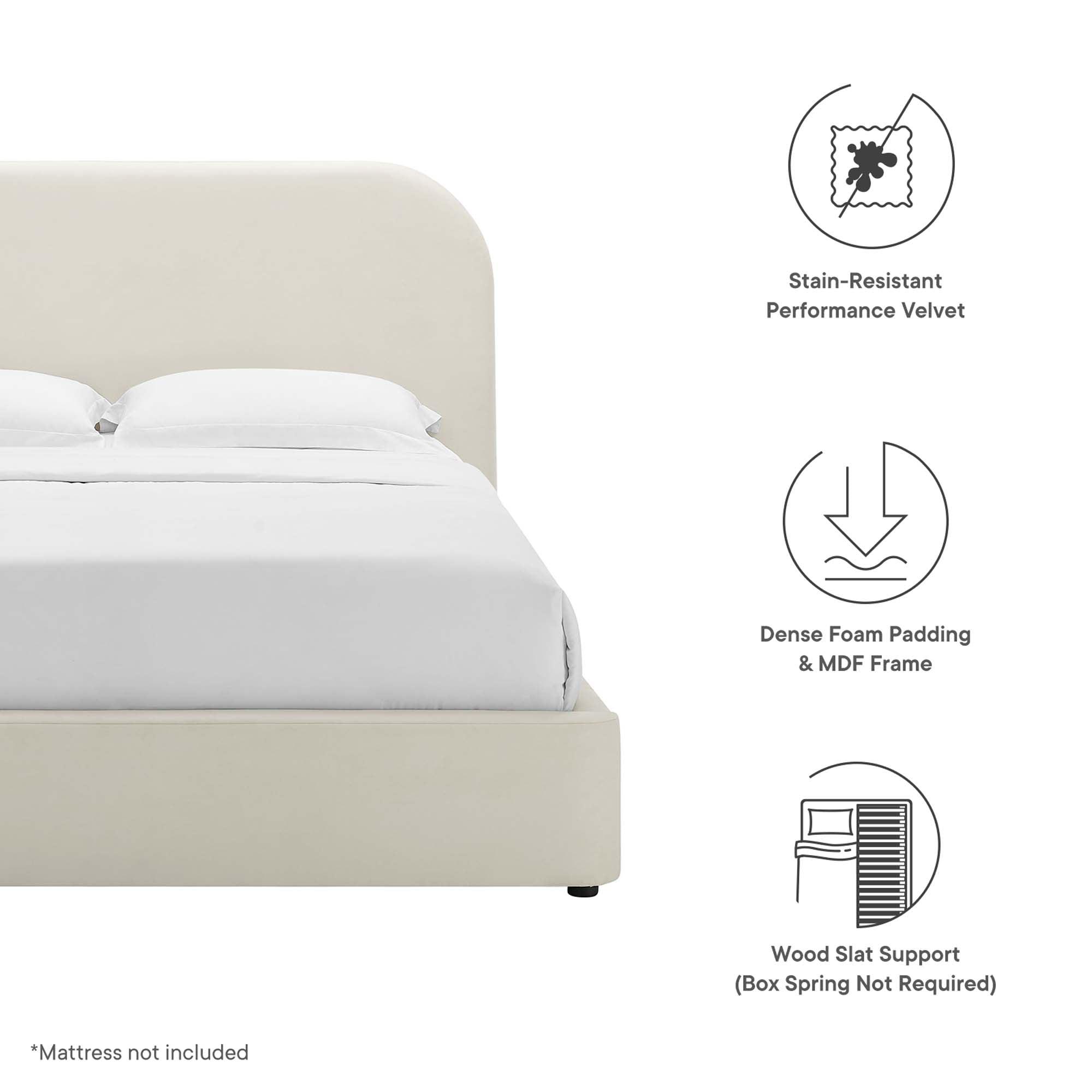 Keynote Performance Velvet Curved Platform Bed