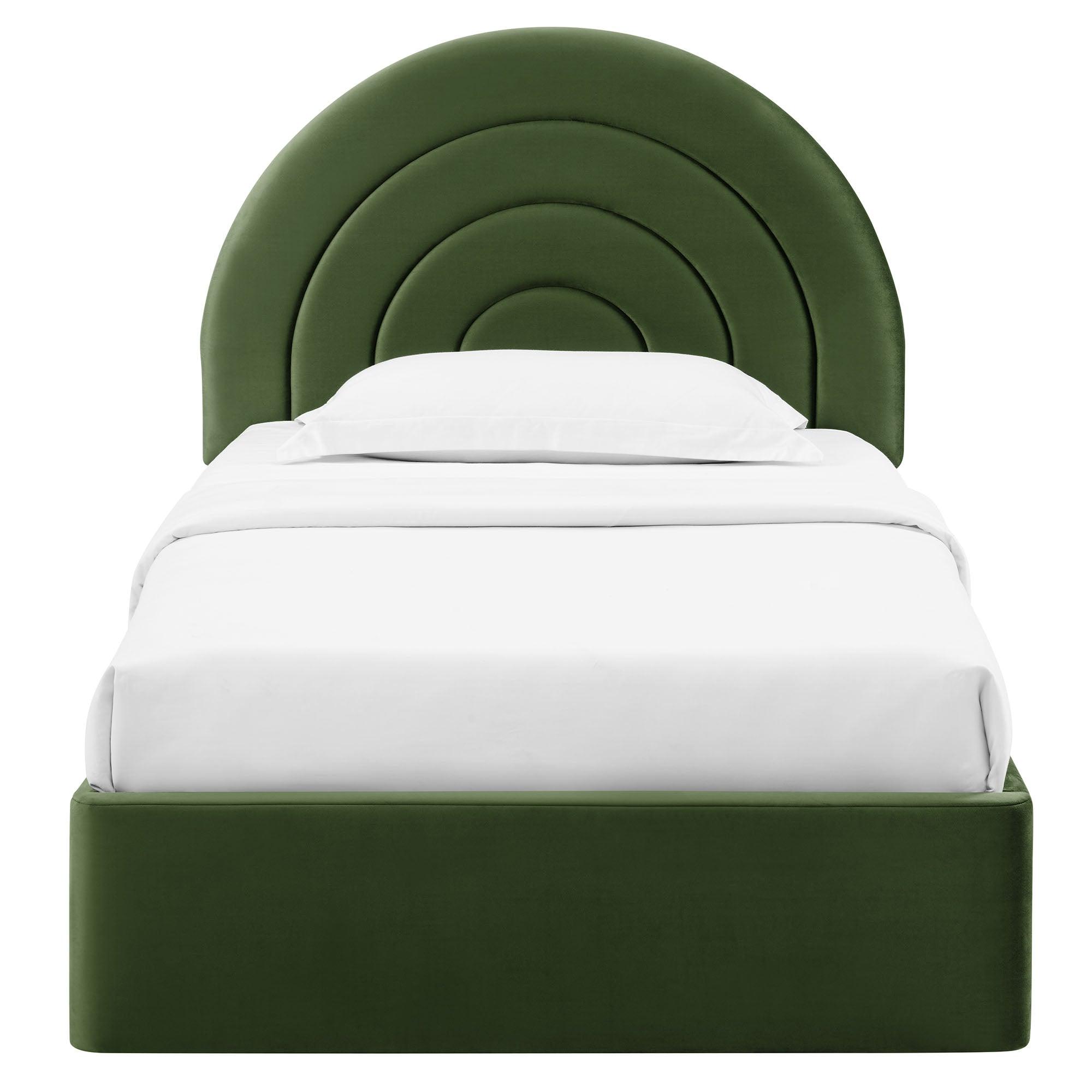 Solana Arched Performance Velvet Platform Bed