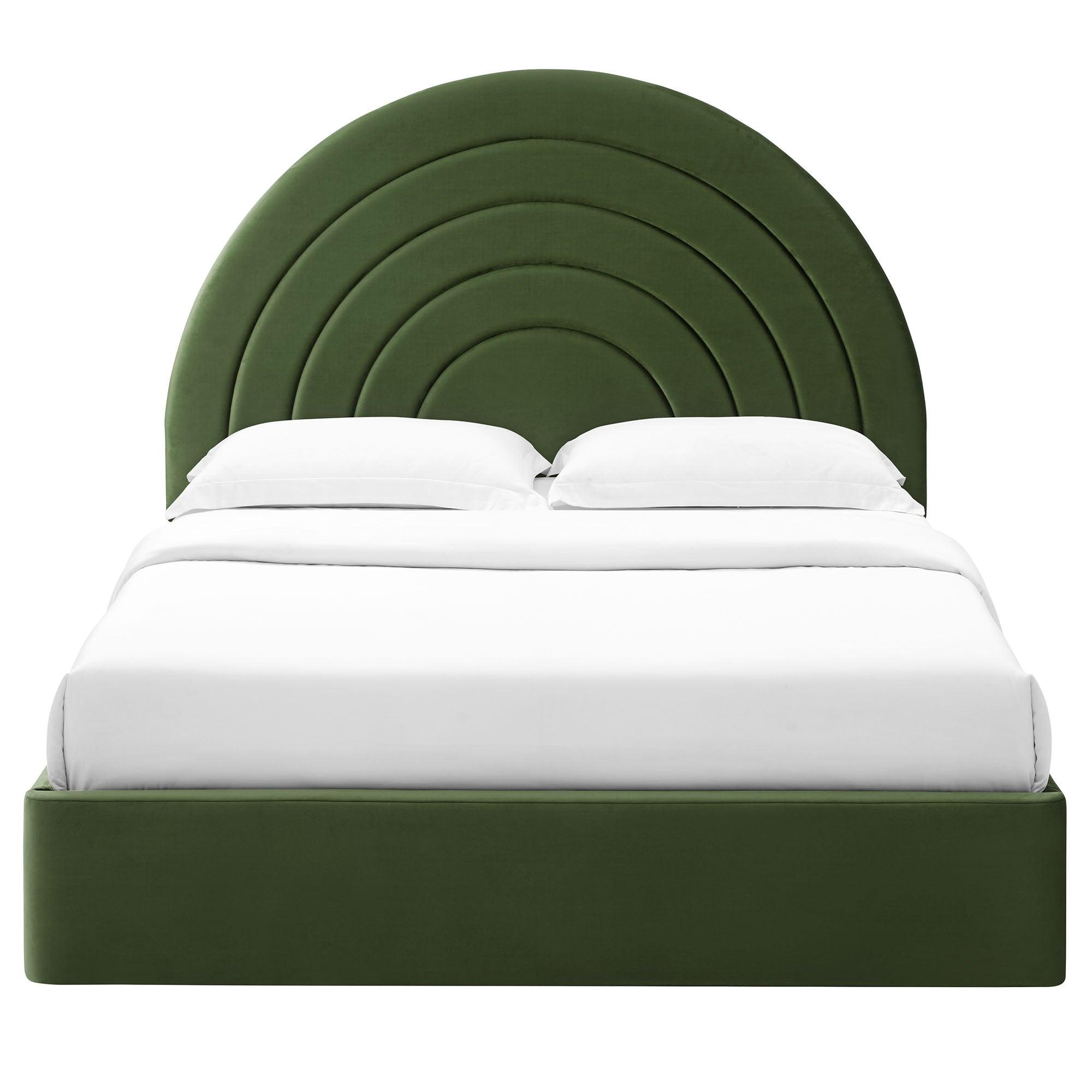Solana Arched Performance Velvet Platform Bed