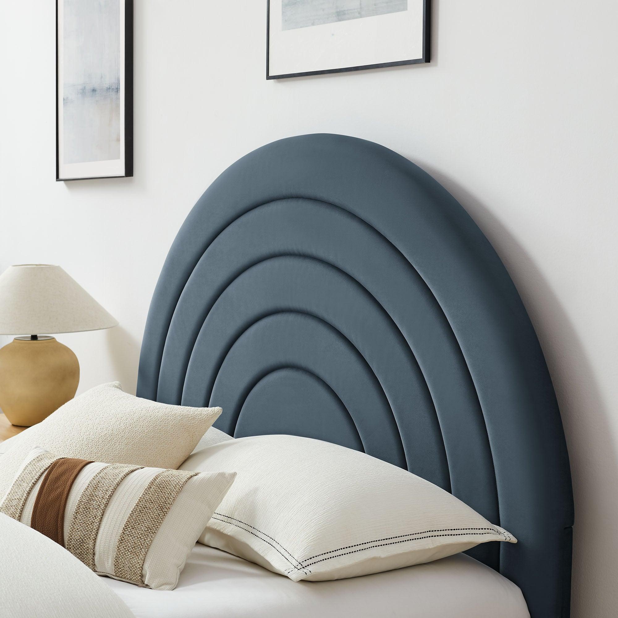 Solana Arched Performance Velvet Platform Bed