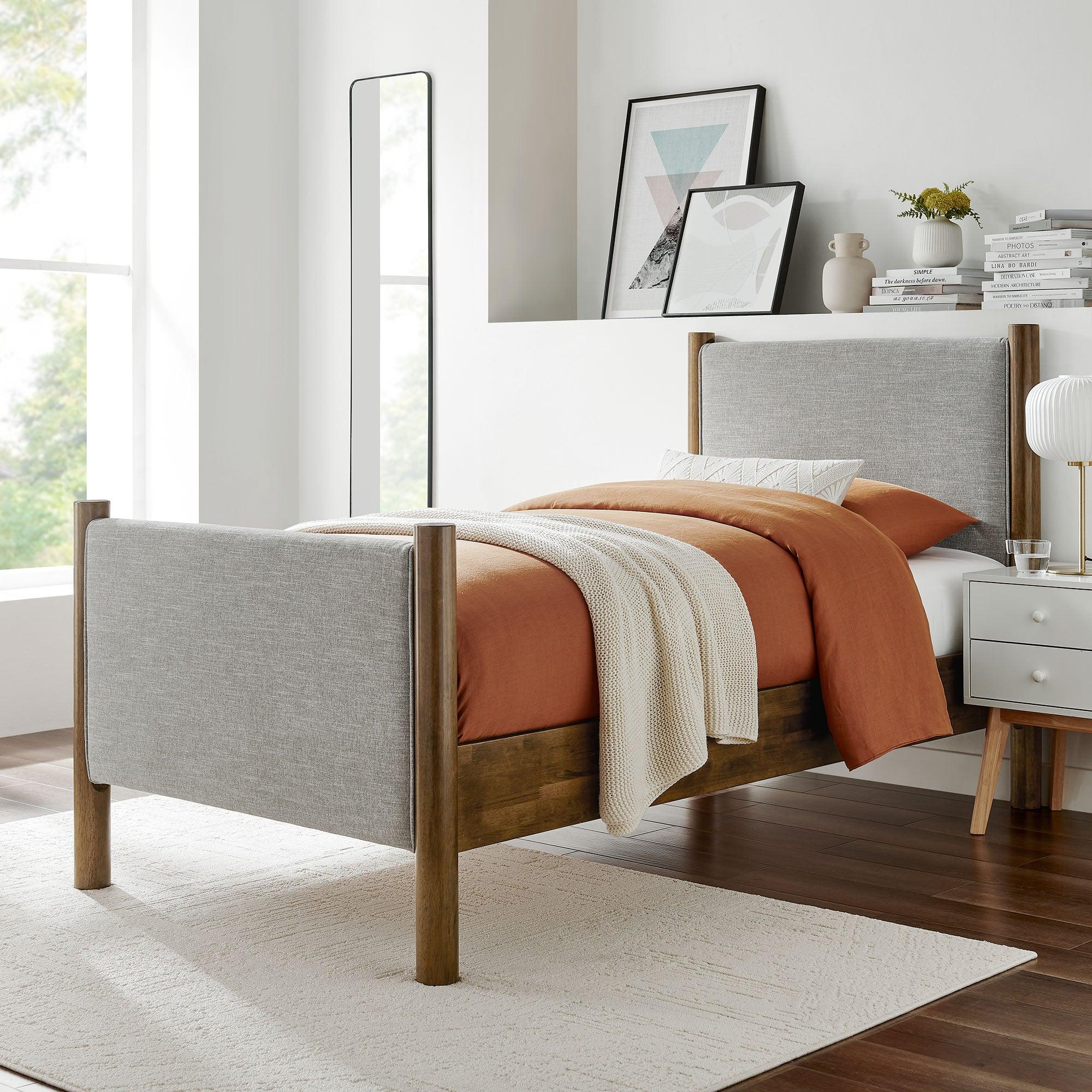 Maven Size Fabric Upholstered Platform Bed