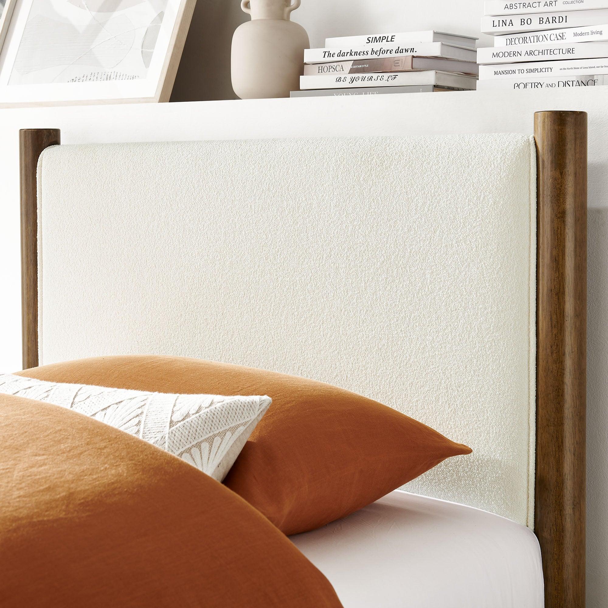 Maven Size Boucle Upholstered Platform Bed