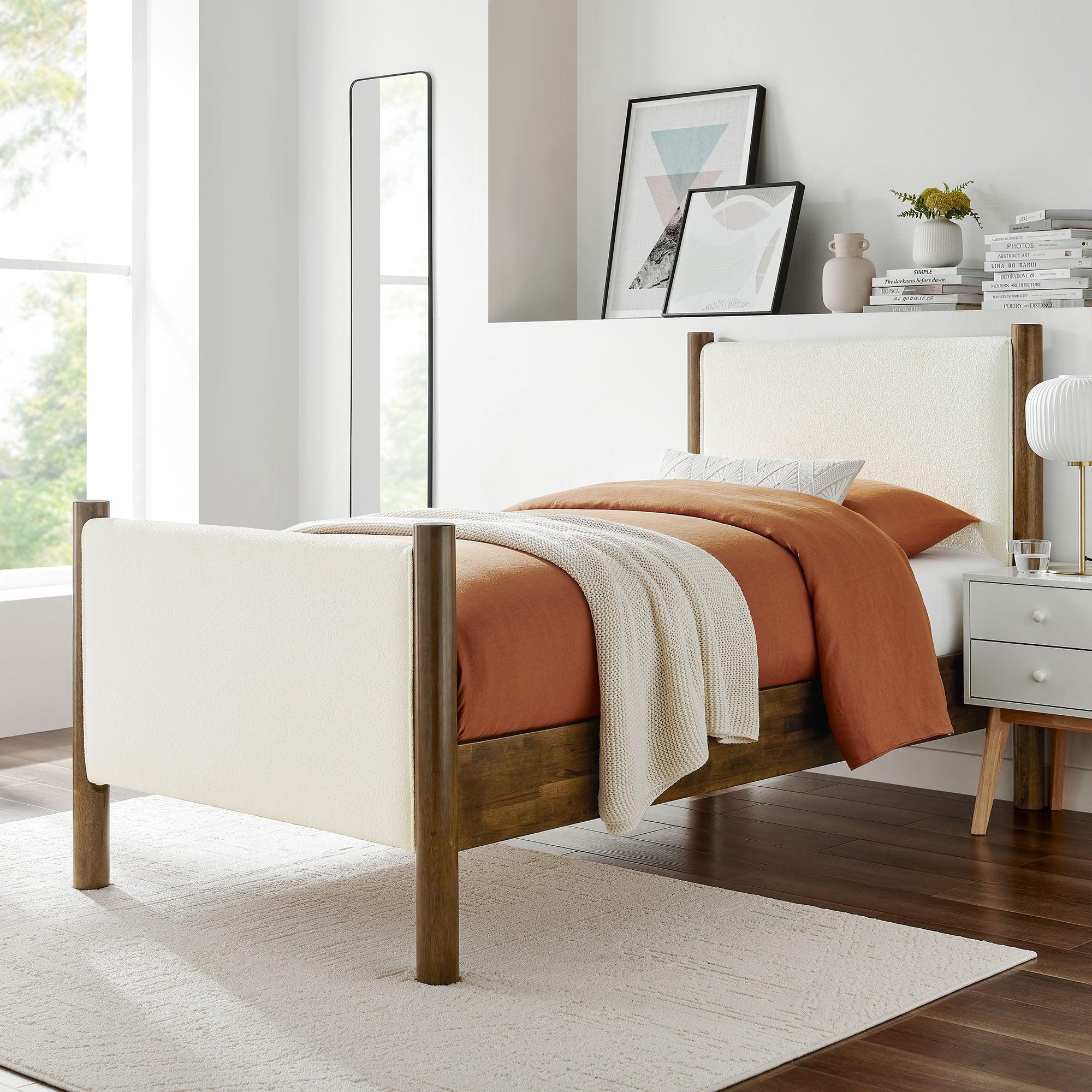 Maven Size Boucle Upholstered Platform Bed