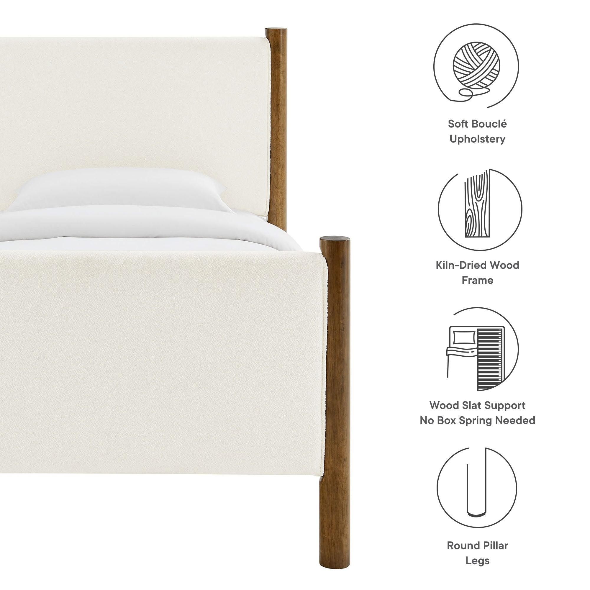 Maven Size Boucle Upholstered Platform Bed