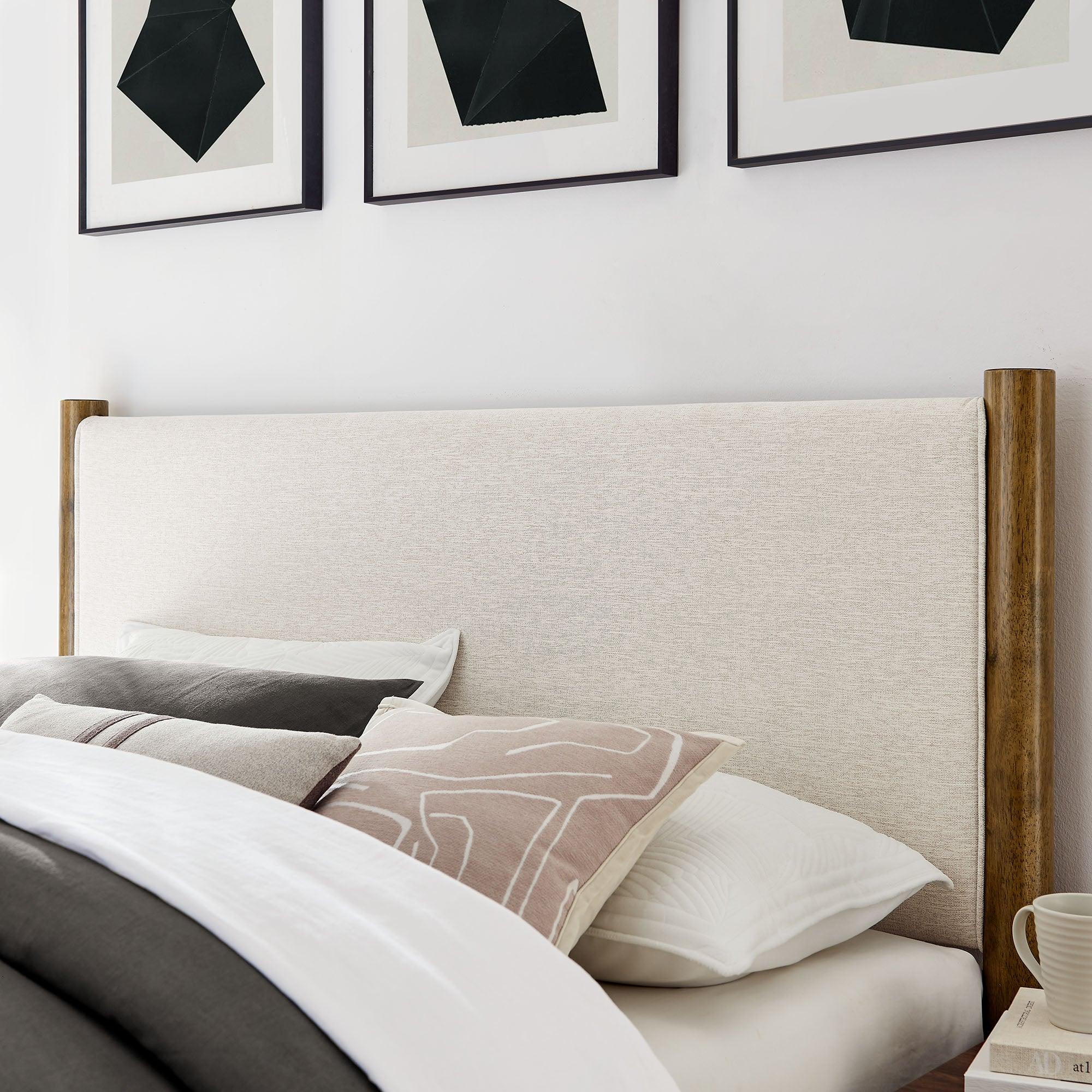 Maven Size Fabric Upholstered Platform Bed