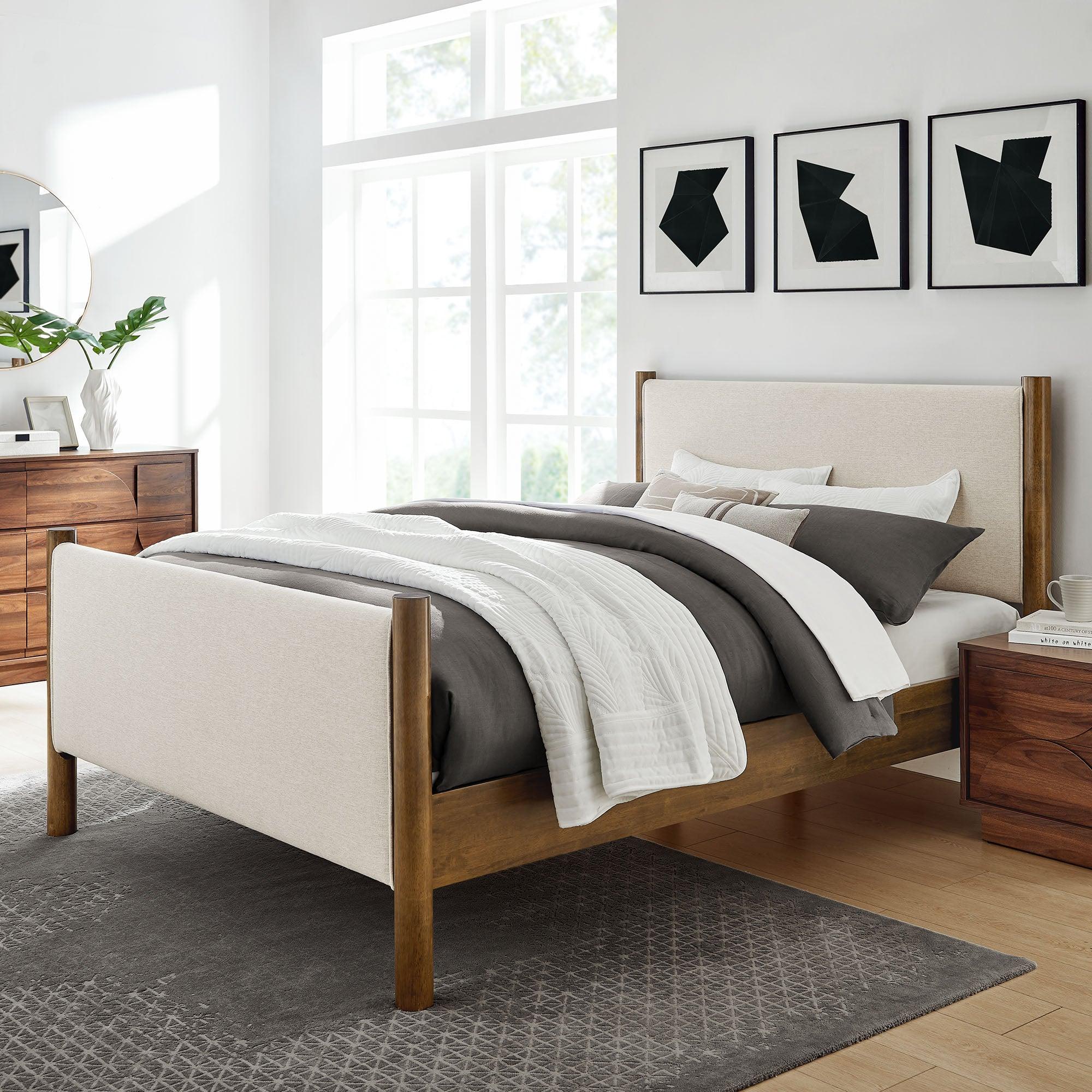 Maven Size Fabric Upholstered Platform Bed