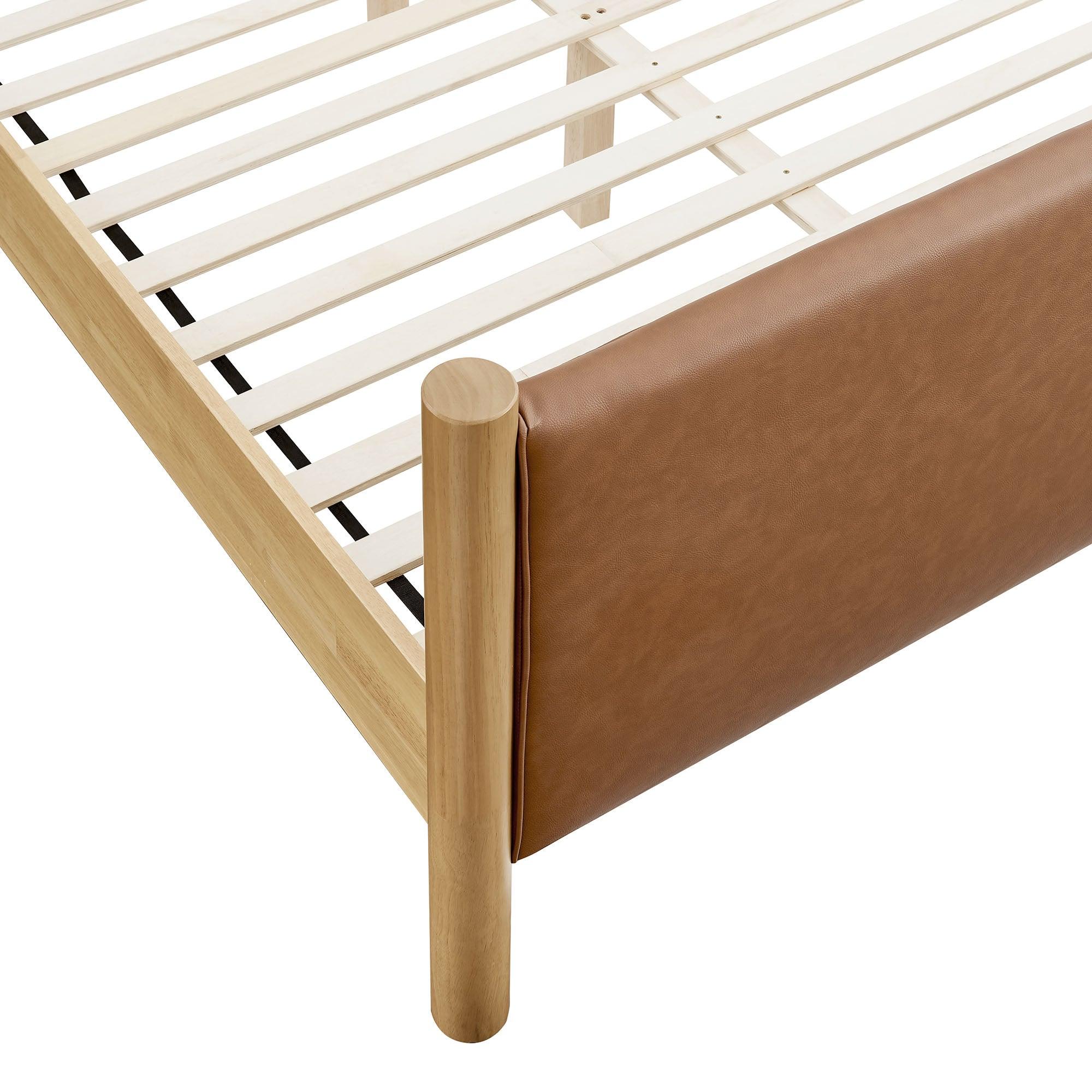 Maven Size Vegan Leather Upholstered Platform Bed
