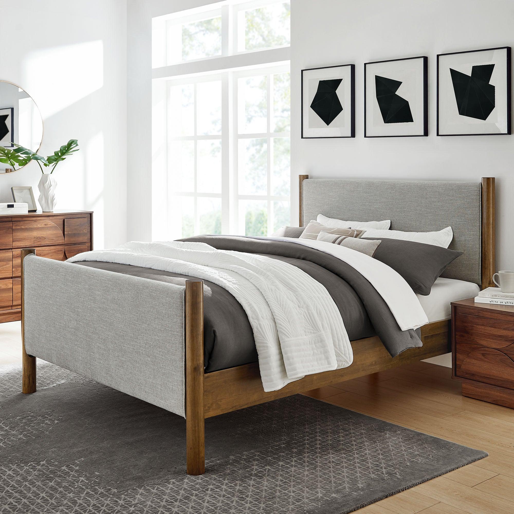 Maven Size Fabric Upholstered Platform Bed