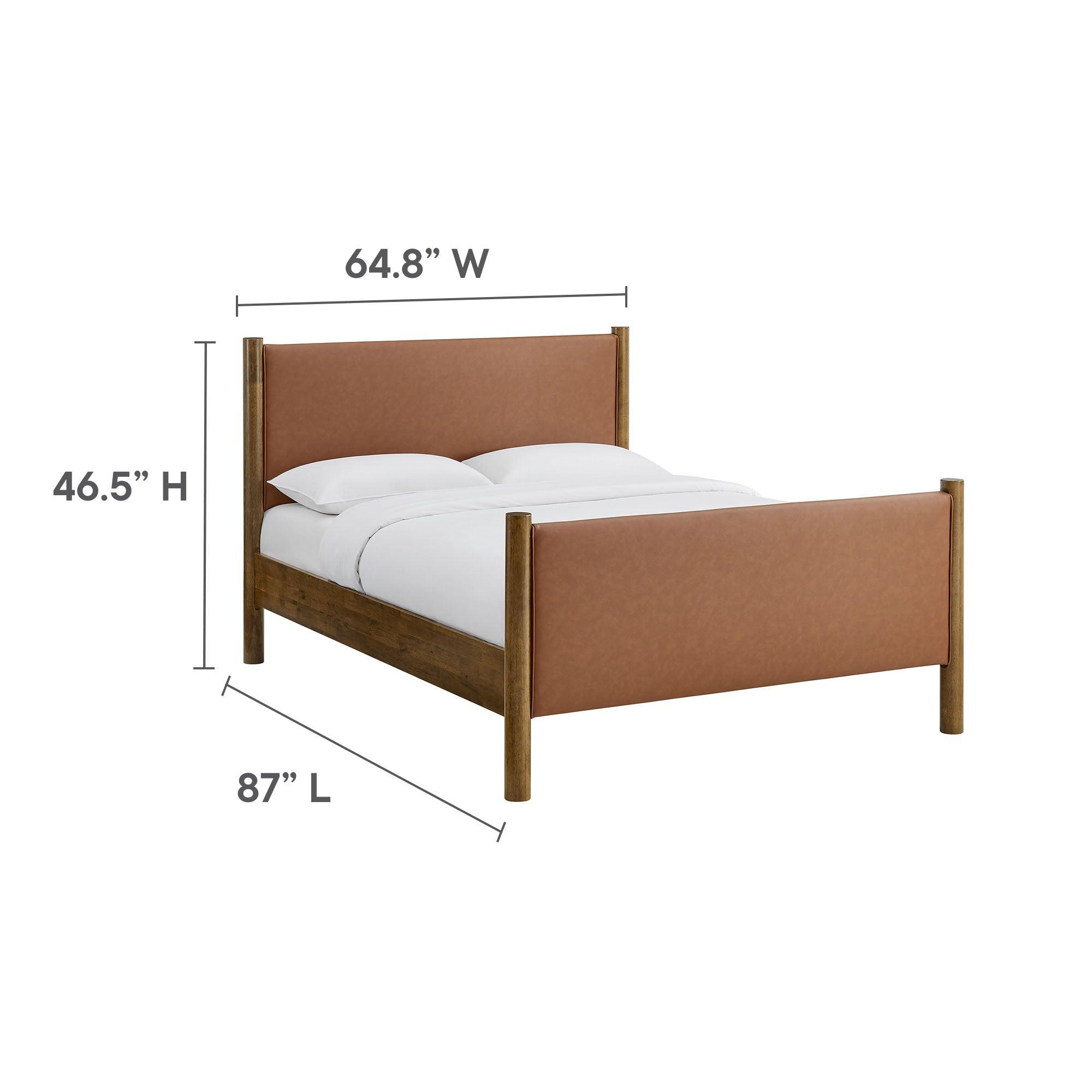 Maven Size Vegan Leather Upholstered Platform Bed