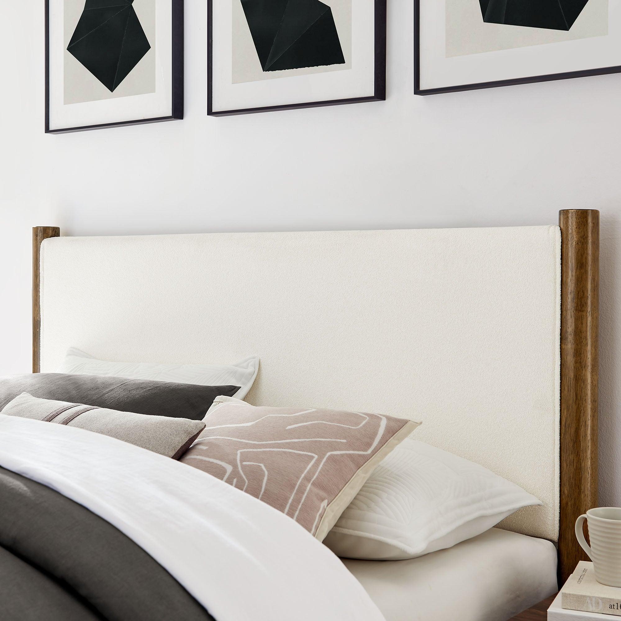 Maven Size Boucle Upholstered Platform Bed