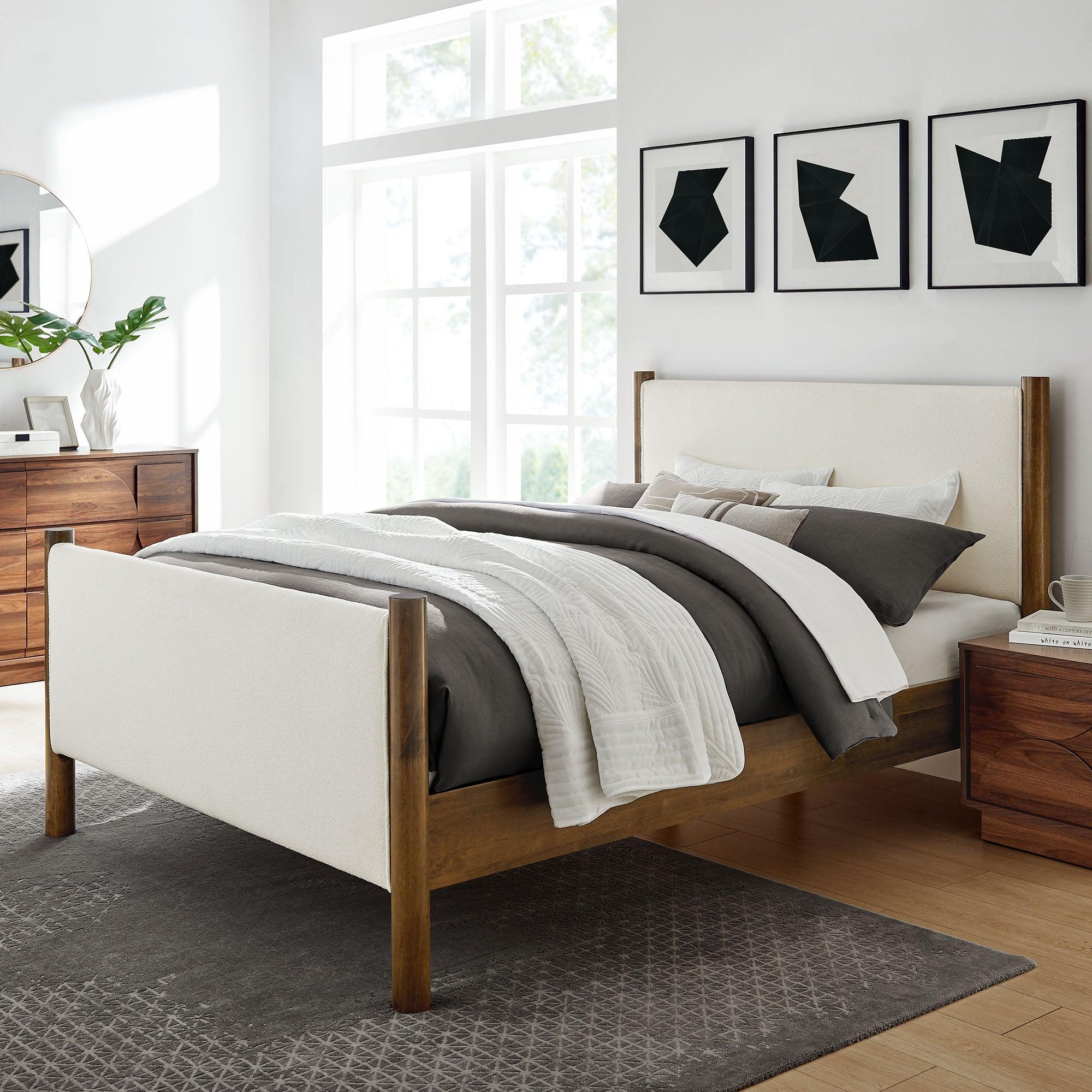 Maven Size Boucle Upholstered Platform Bed